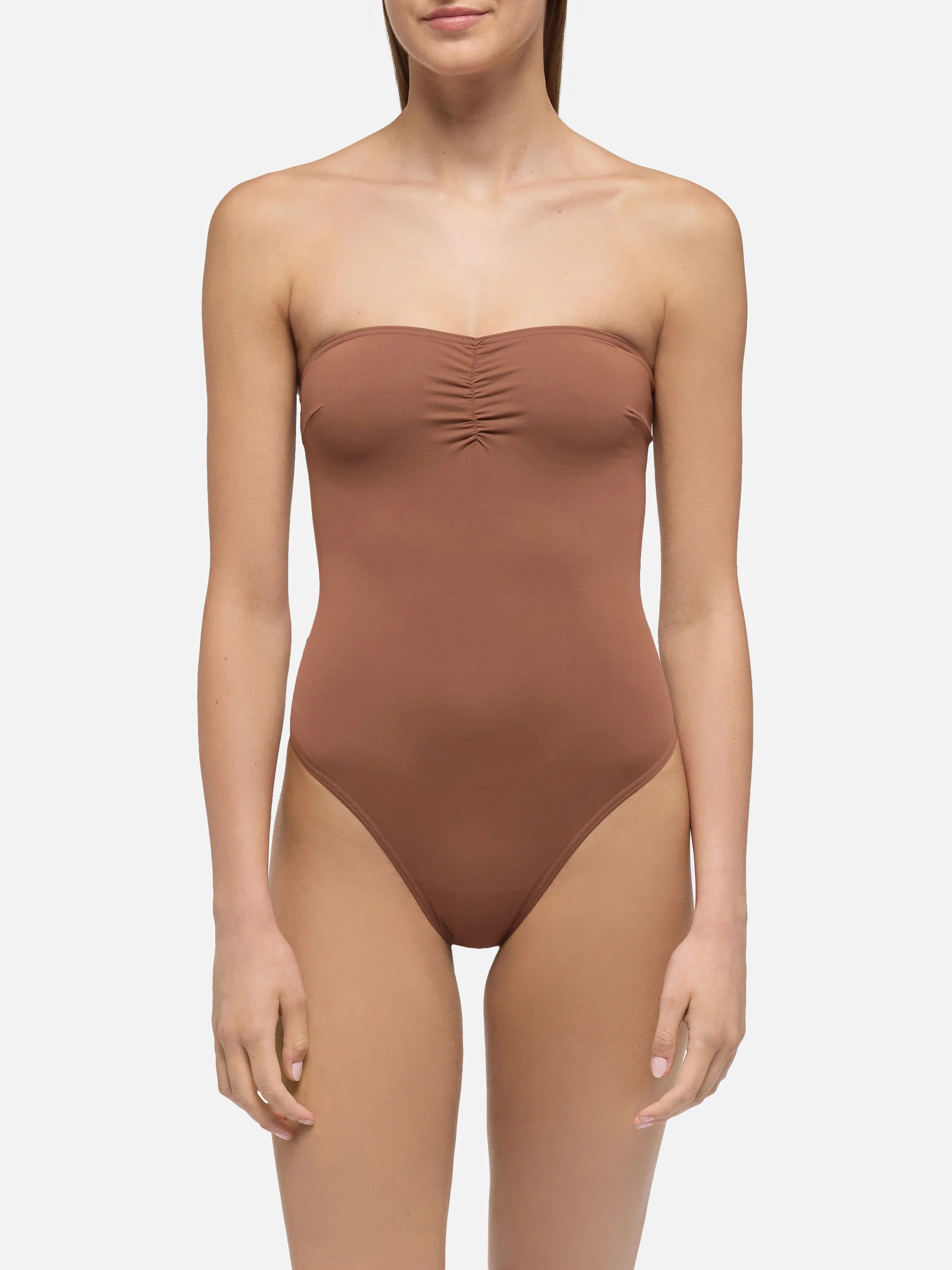 Soleil brown strapless one-piece swimsuit - Image 2
