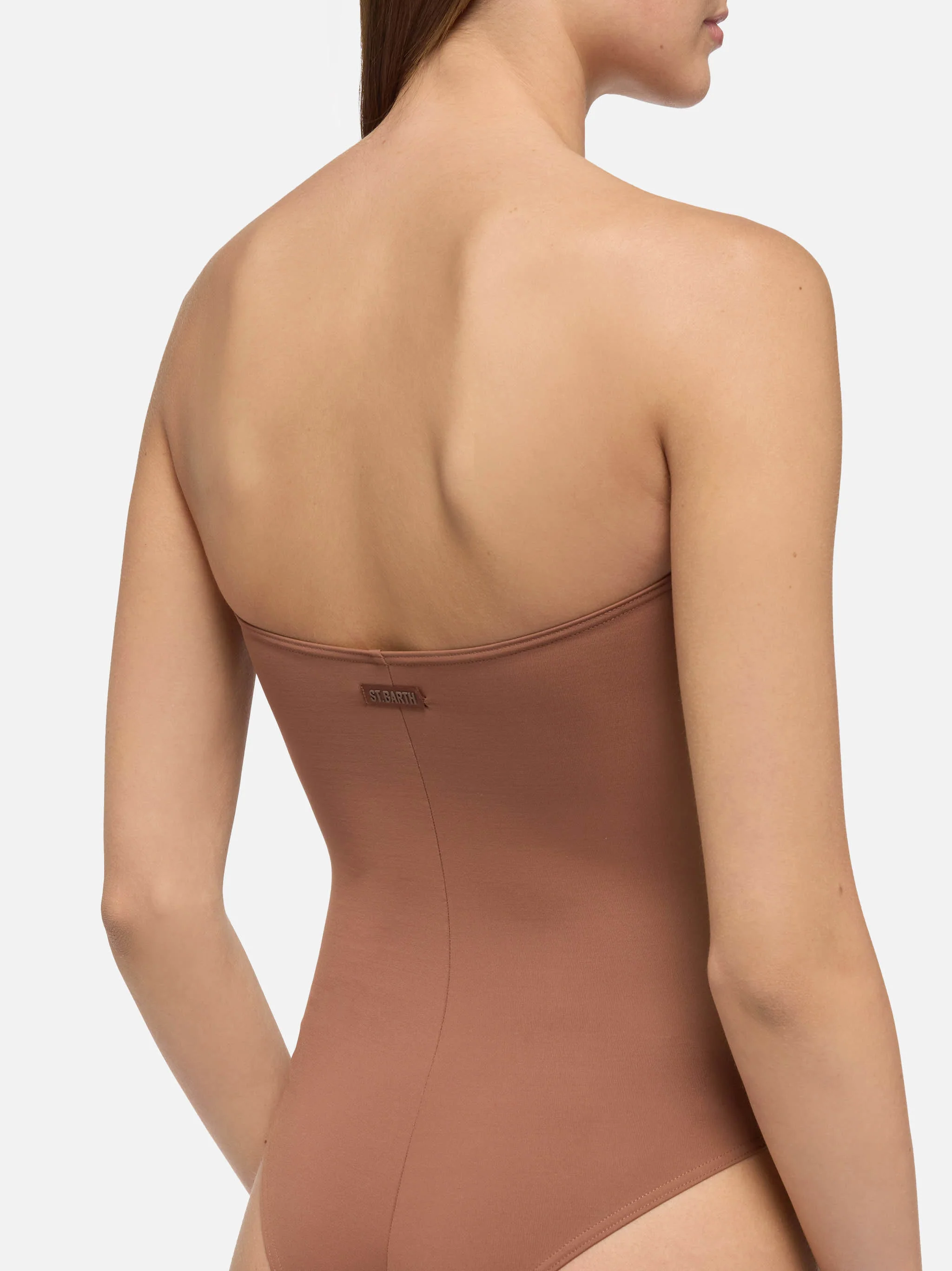 Soleil brown strapless one-piece swimsuit - Image 3