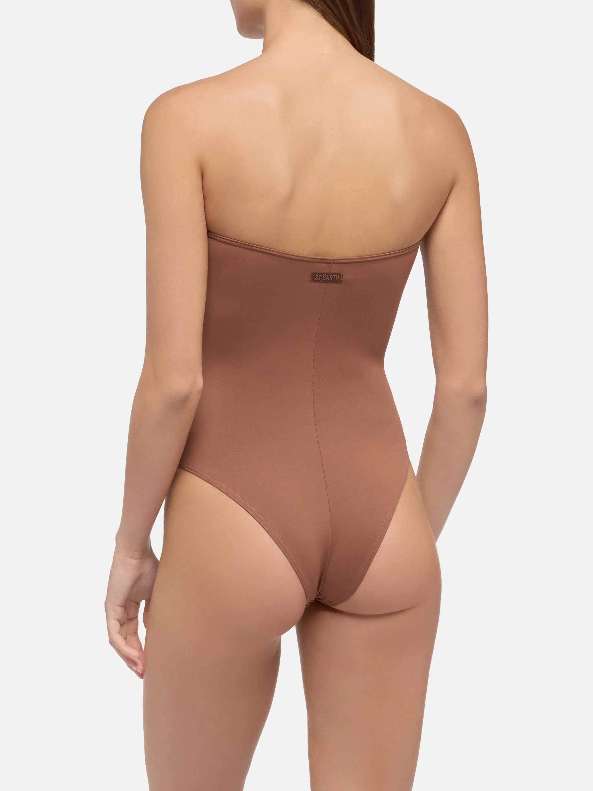 Soleil brown strapless one-piece swimsuit - Image 4
