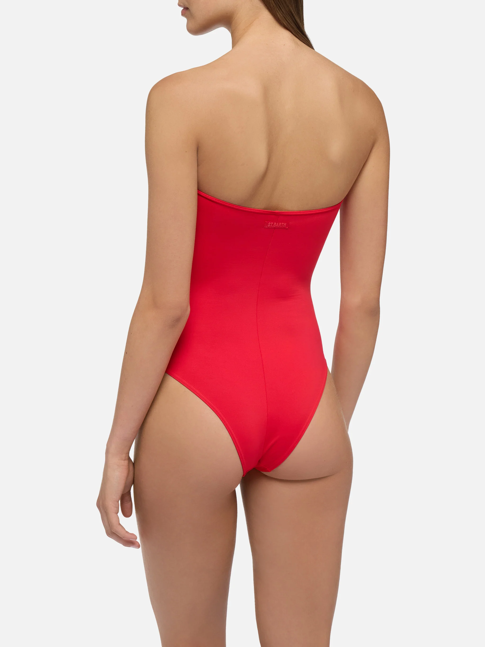 Soleil red strapless one-piece swimsuit - Image 4