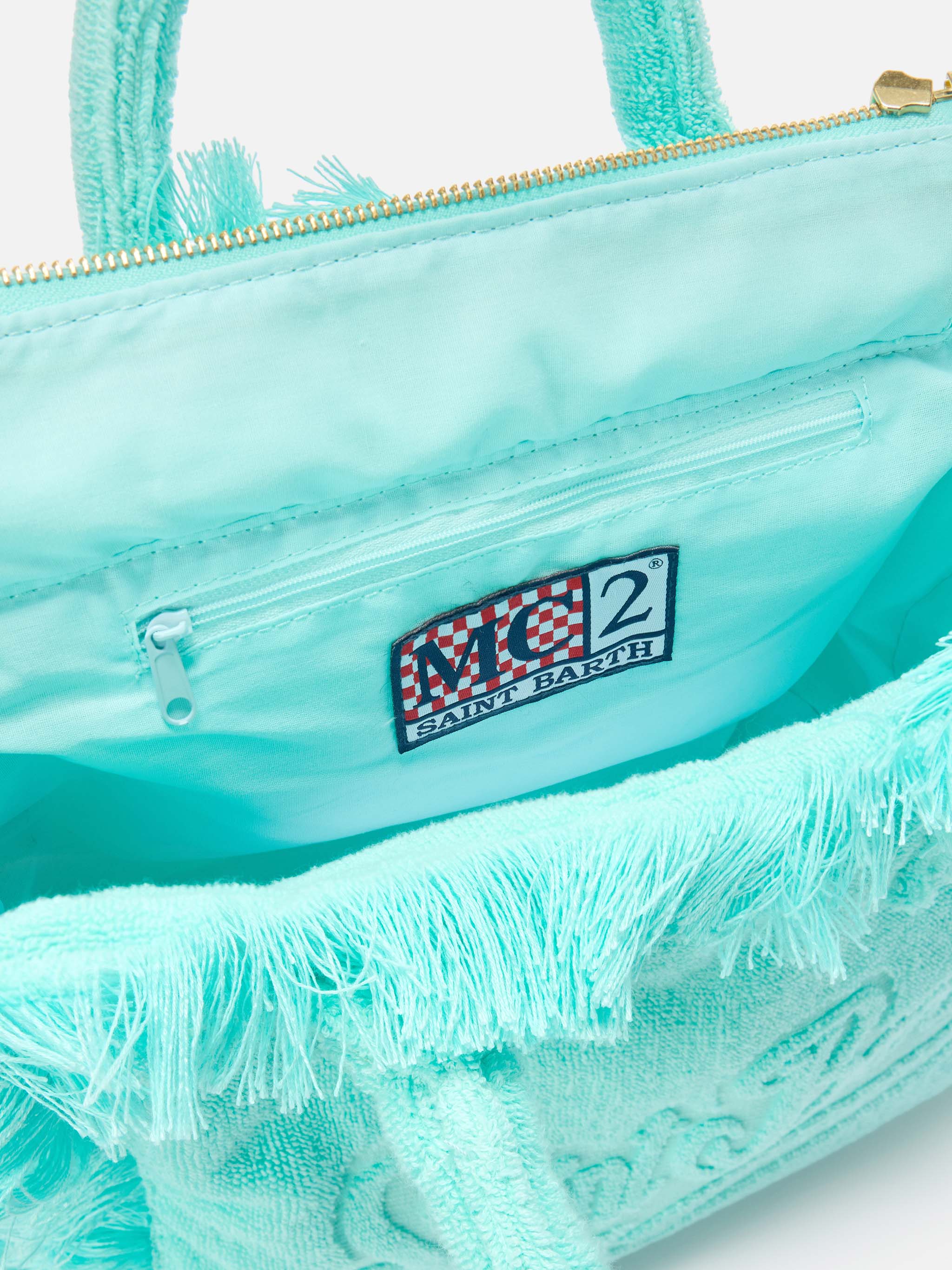 Solid aqua green terry effect Colette bag - Image 4
