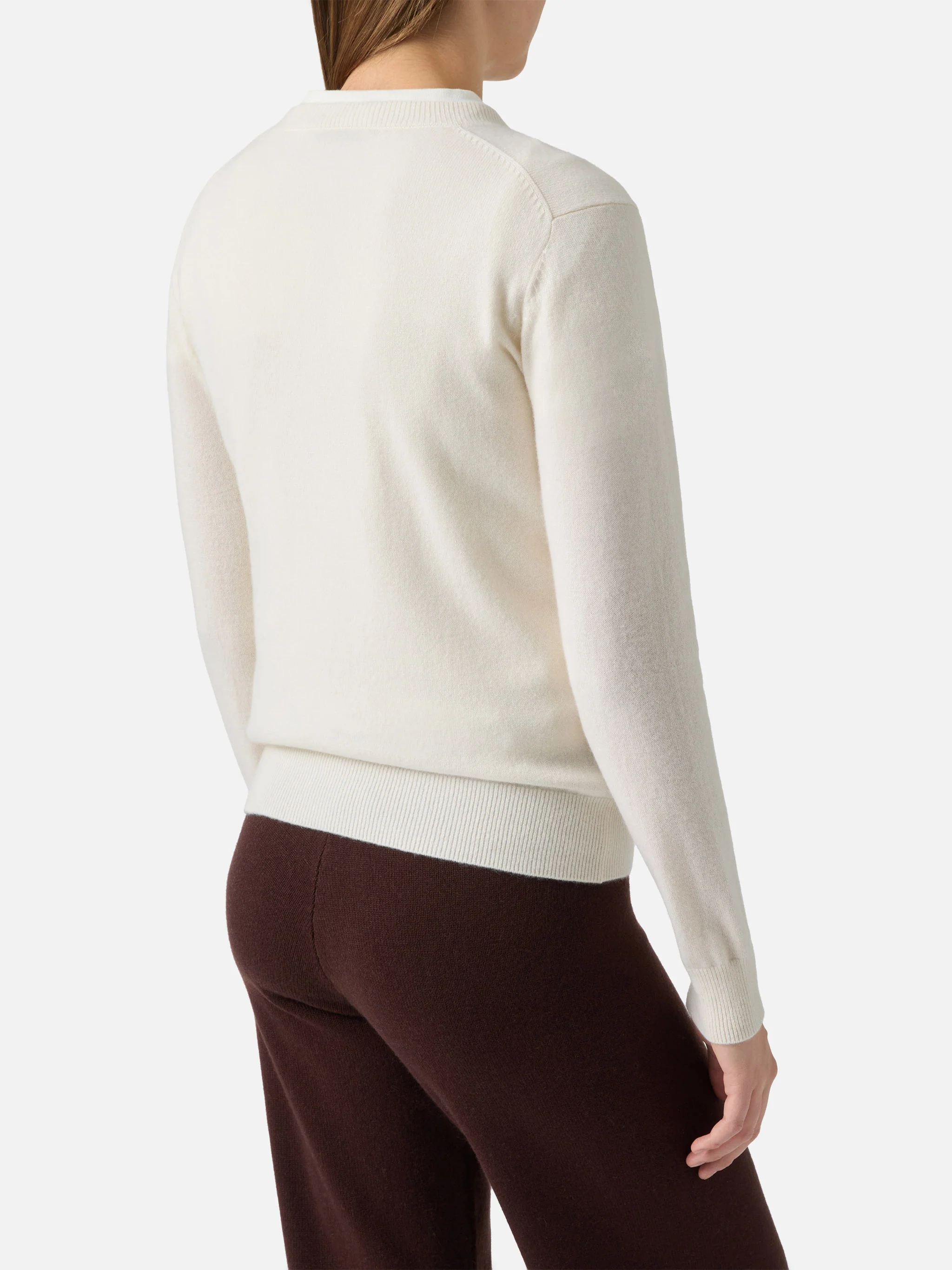 100% CASHMERE Sorbonne sweater in white - Image 2