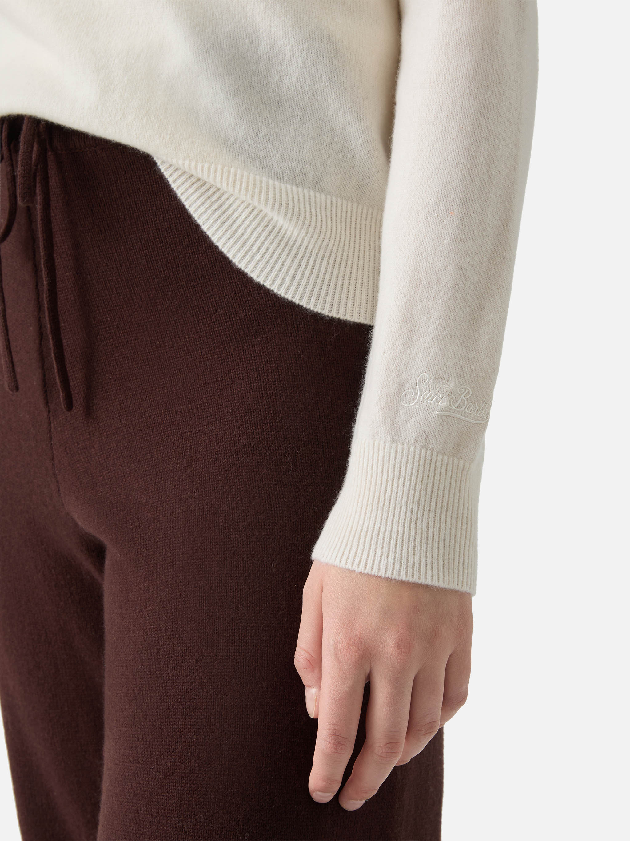 100% CASHMERE Sorbonne sweater in white - Image 5