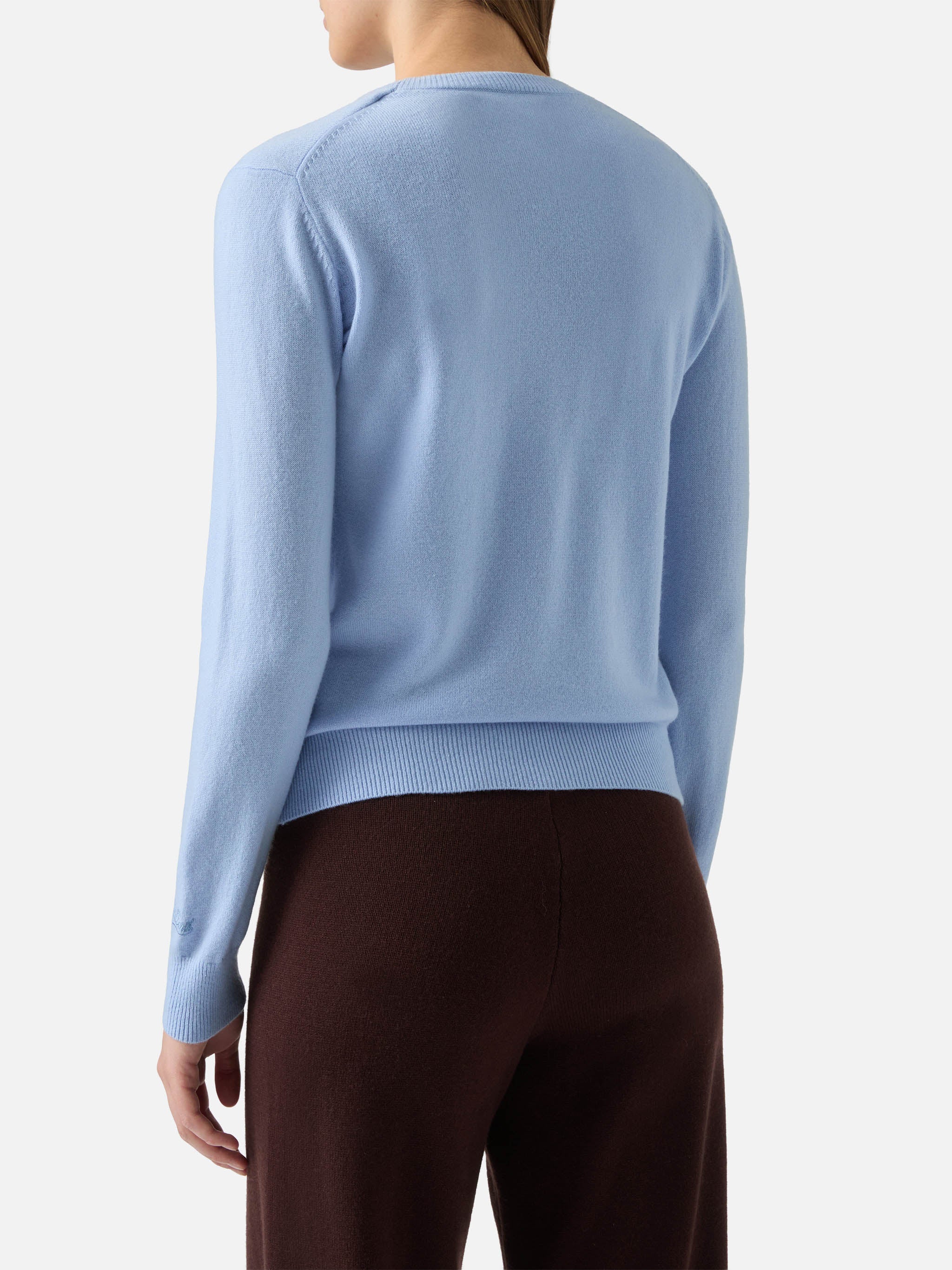 100% CASHMERE Sorbonne sweater in light blue - Image 3