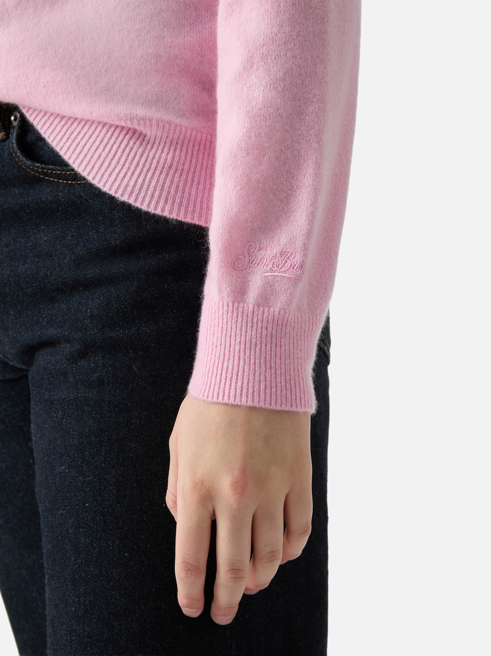 100% CASHMERE sweater Sorbonne in pink - Image 4
