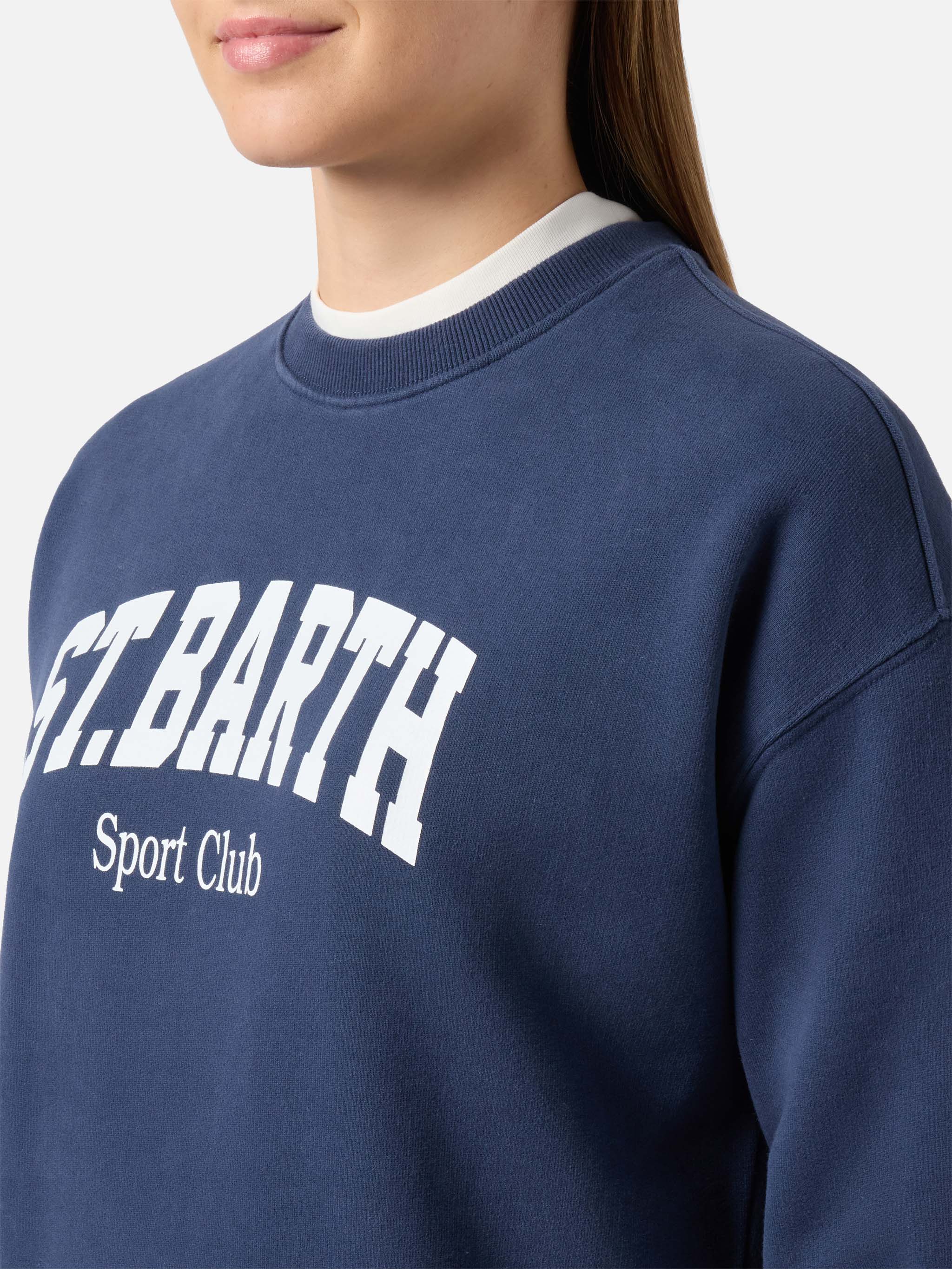 Stardust cotton sweatshirt in blue with St. Barth Sport Club print - Image 2