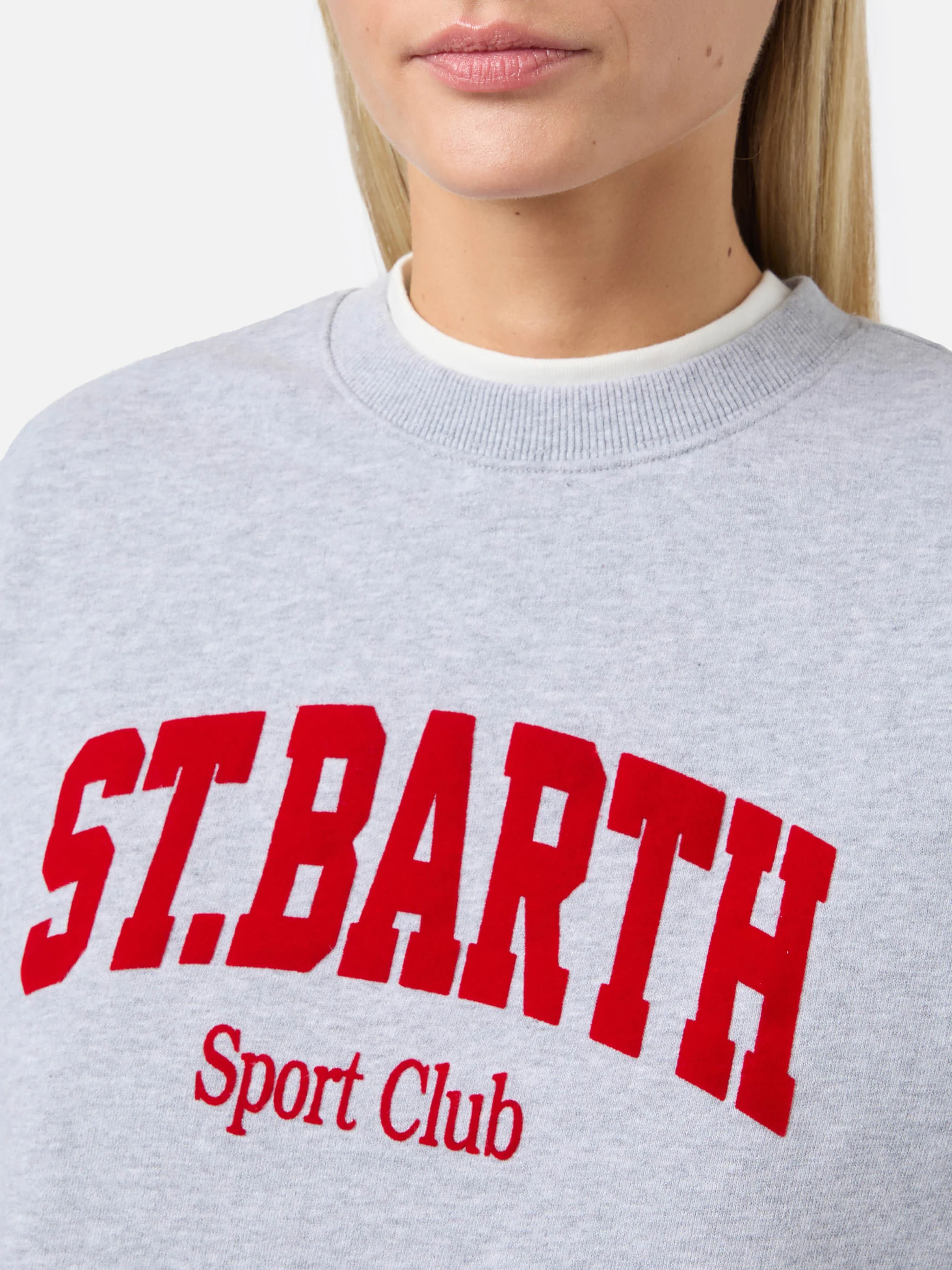 Stardust cotton sweatshirt in grey with St. Barth Sport Club flock print - Image 2