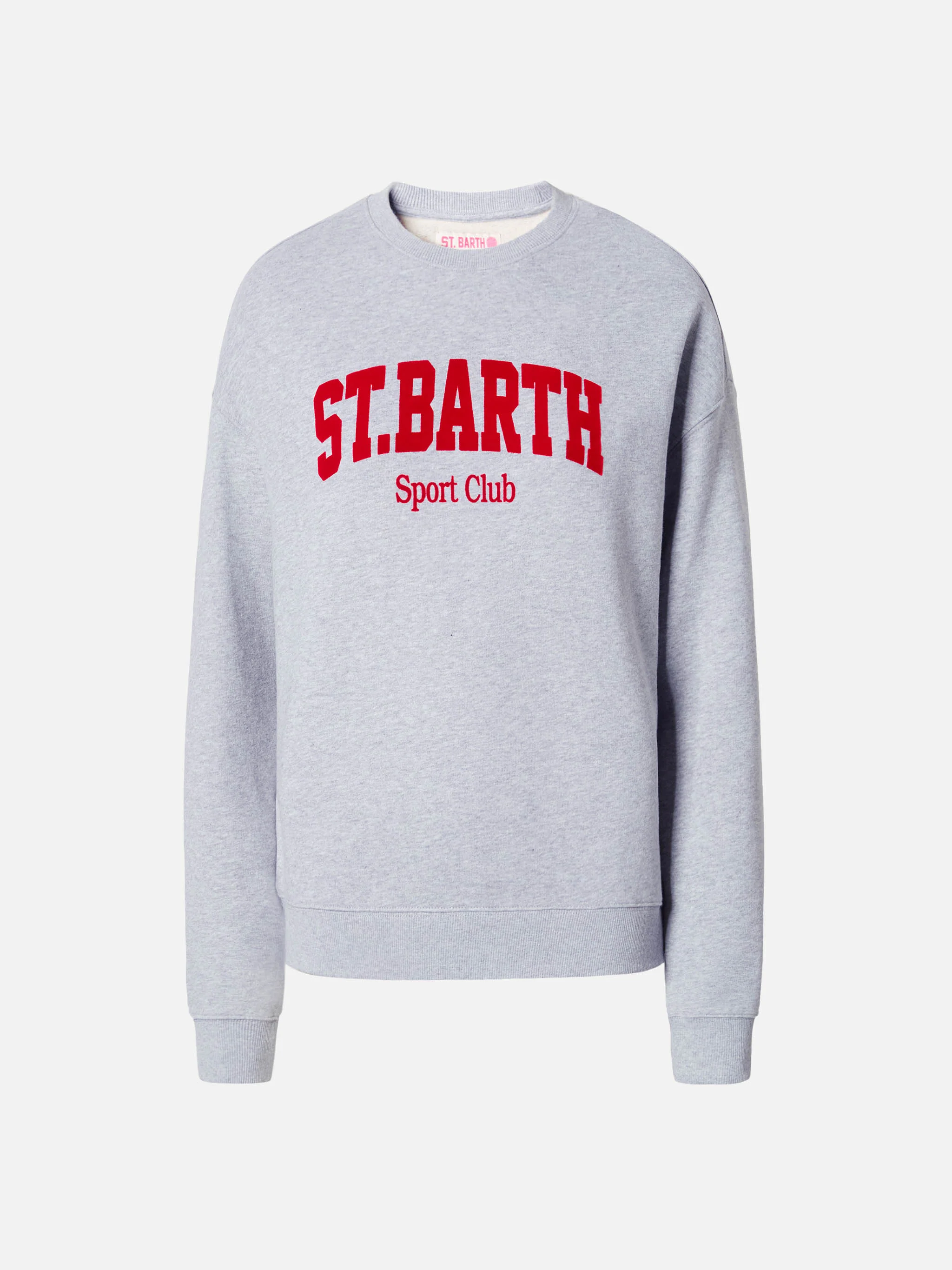Stardust cotton sweatshirt in grey with St. Barth Sport Club flock print - Image 4