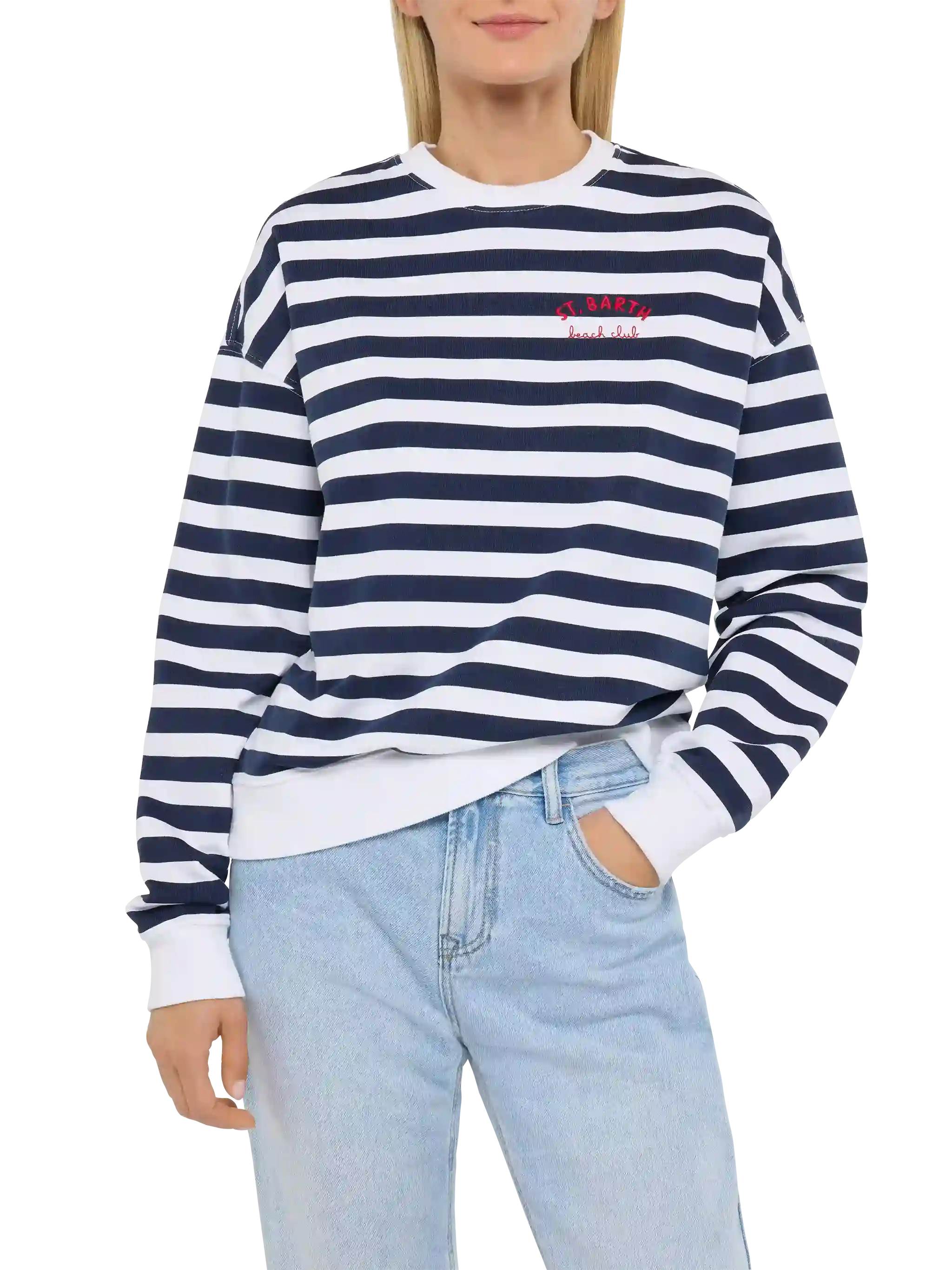 Stardust light cotton sweatshirt with St. Barth beach club embroidery - Image 3