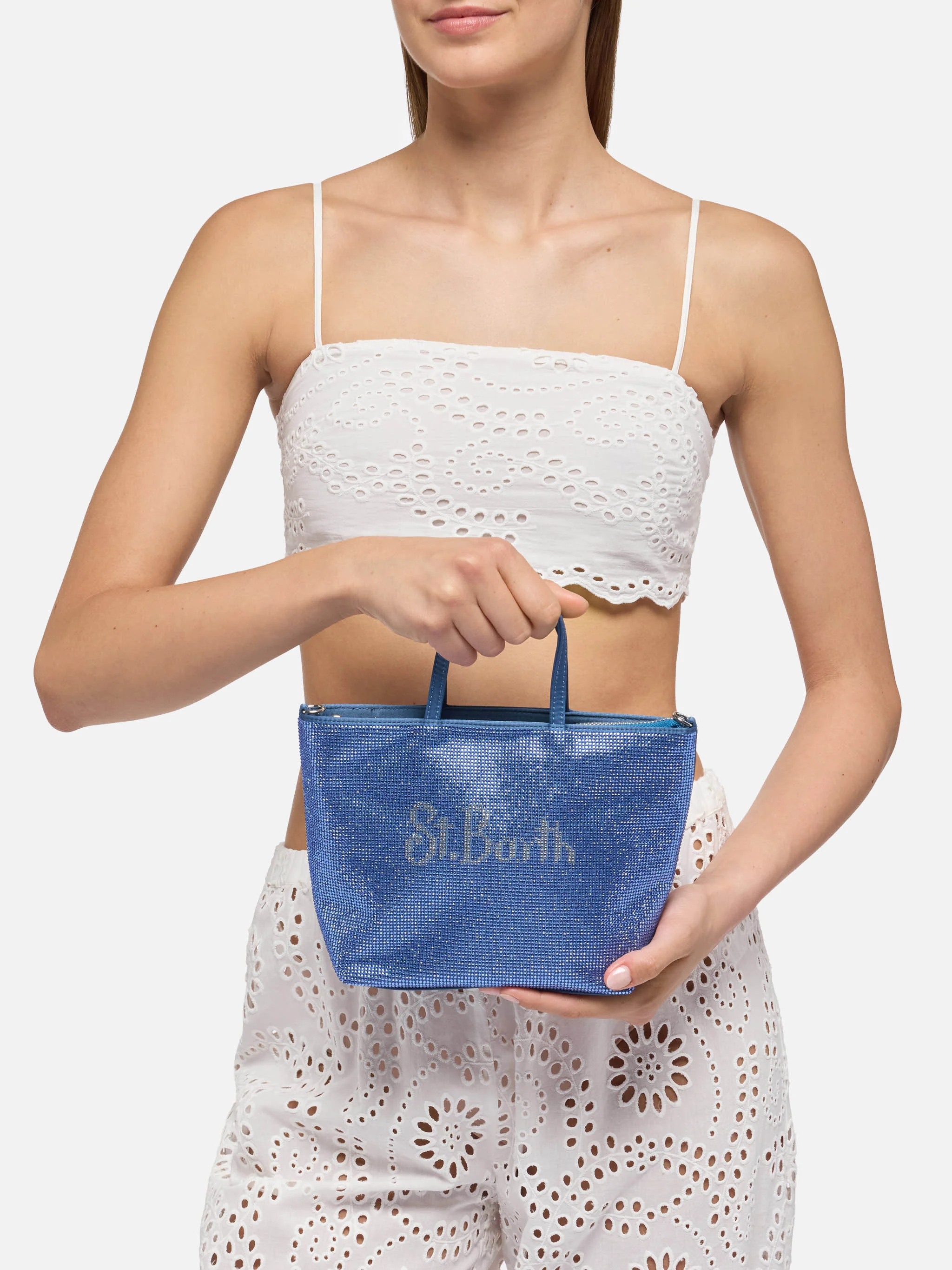 Strass Mini Bag with steel blue rhinestones - Image 2