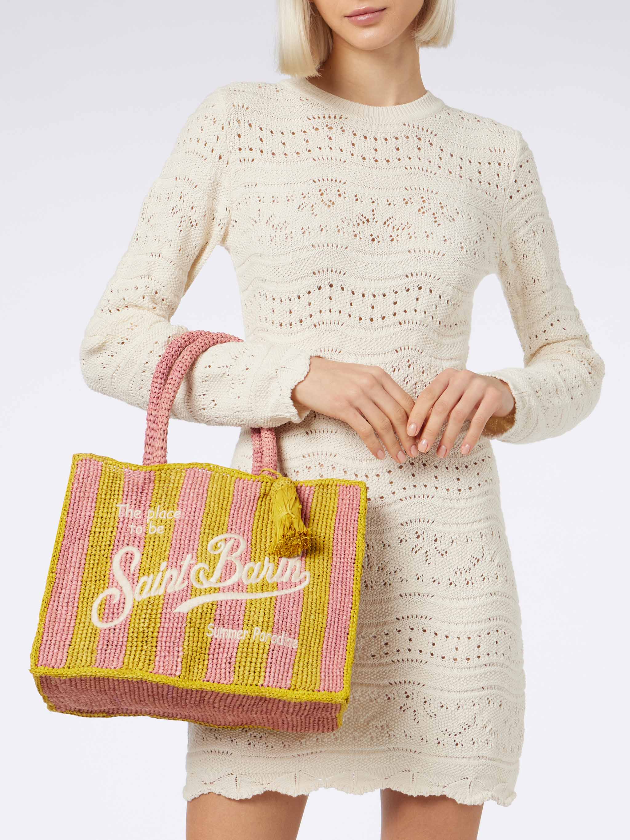 Striped Colette Raffia handbag - Image 5