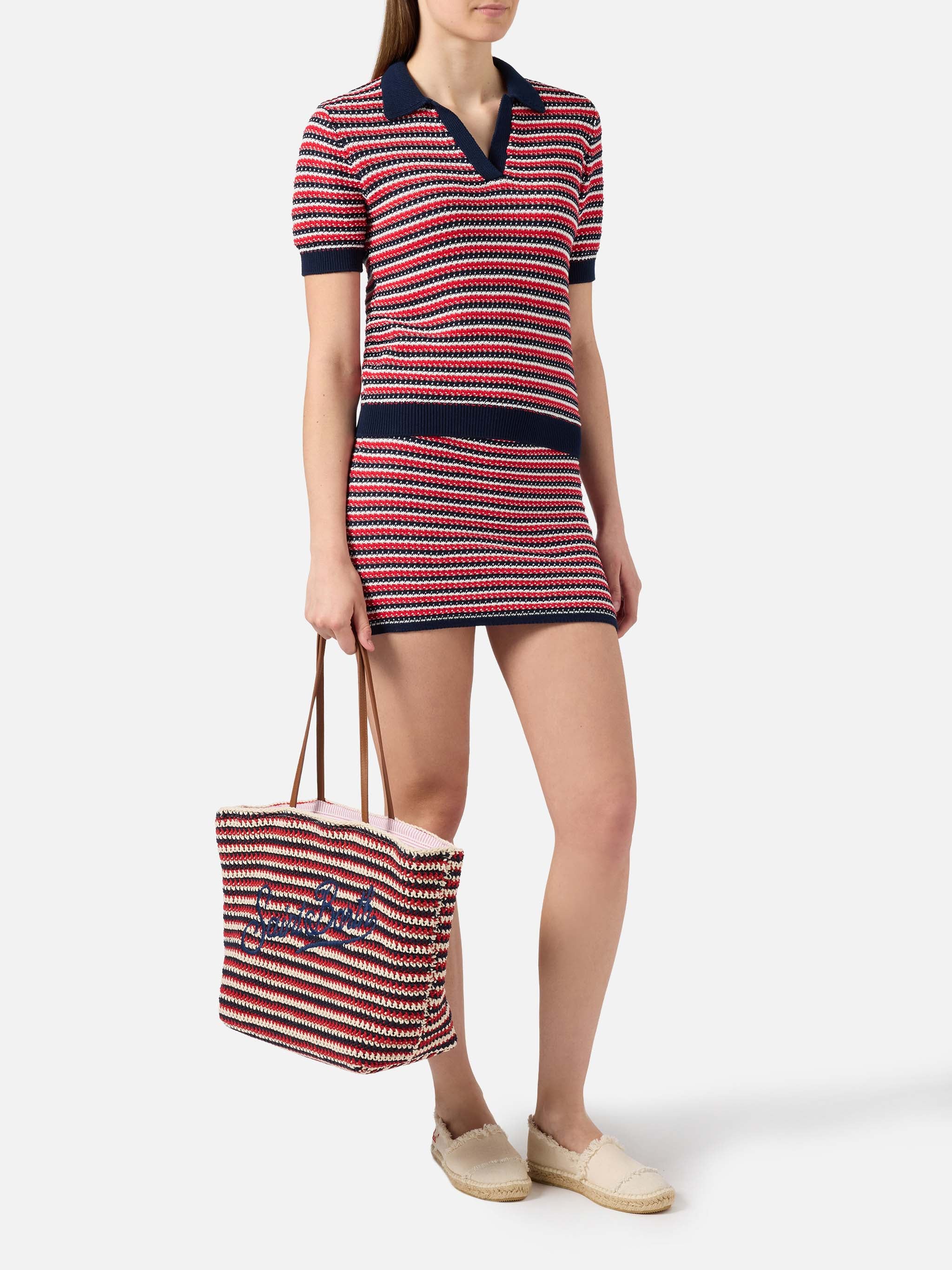 Striped Delma Ridge cotton knit mini skirt - Image 2