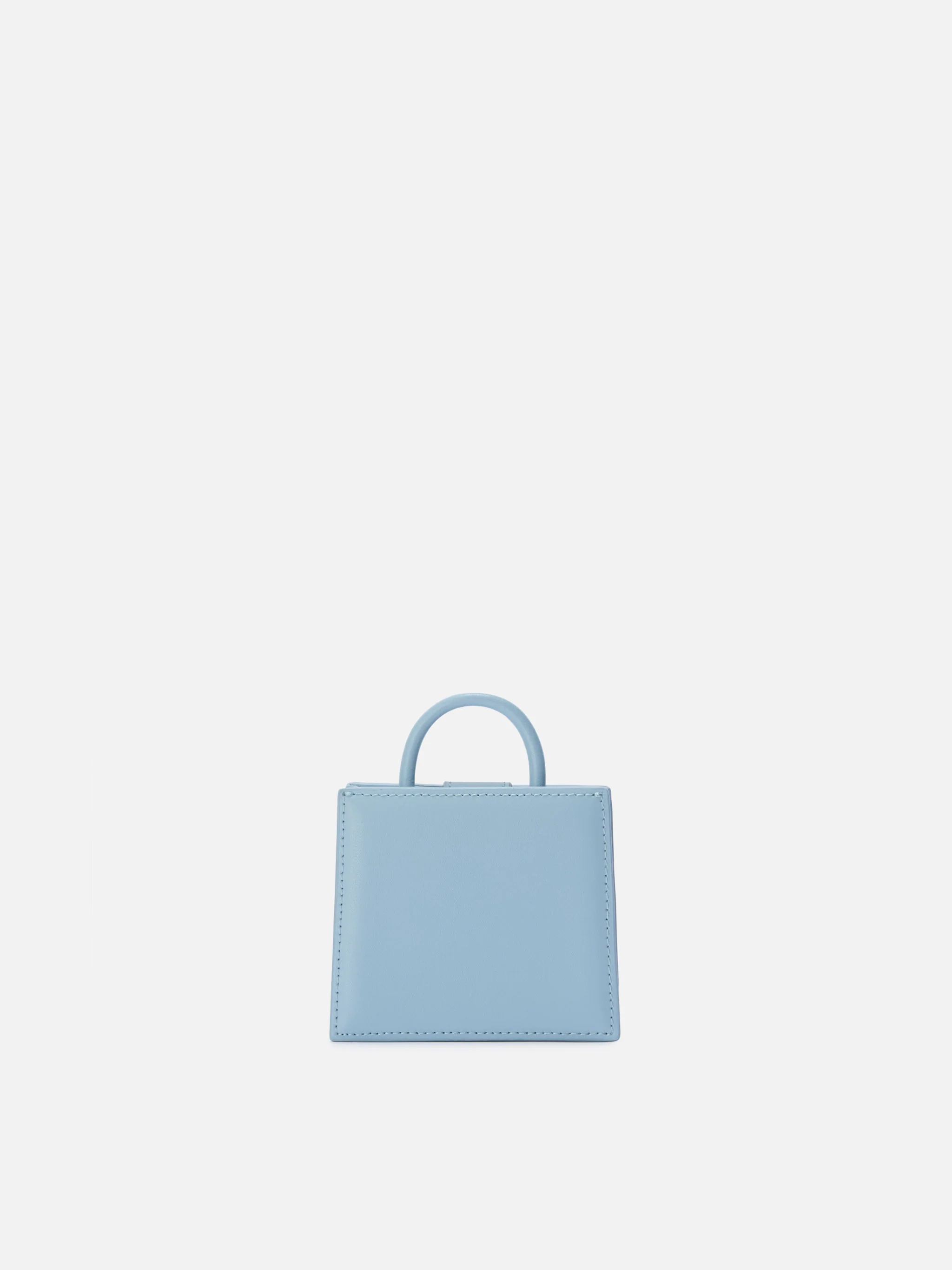 Structured Shop micro bag in light blue smooth leather with metal tag - Image 3