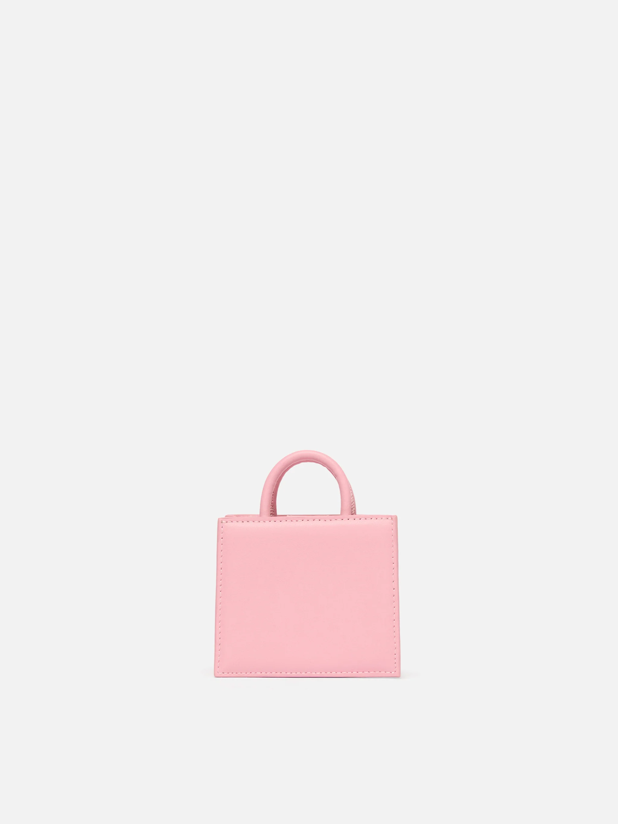 Structured Shop micro bag in pink smooth leather with metal tag - Image 4