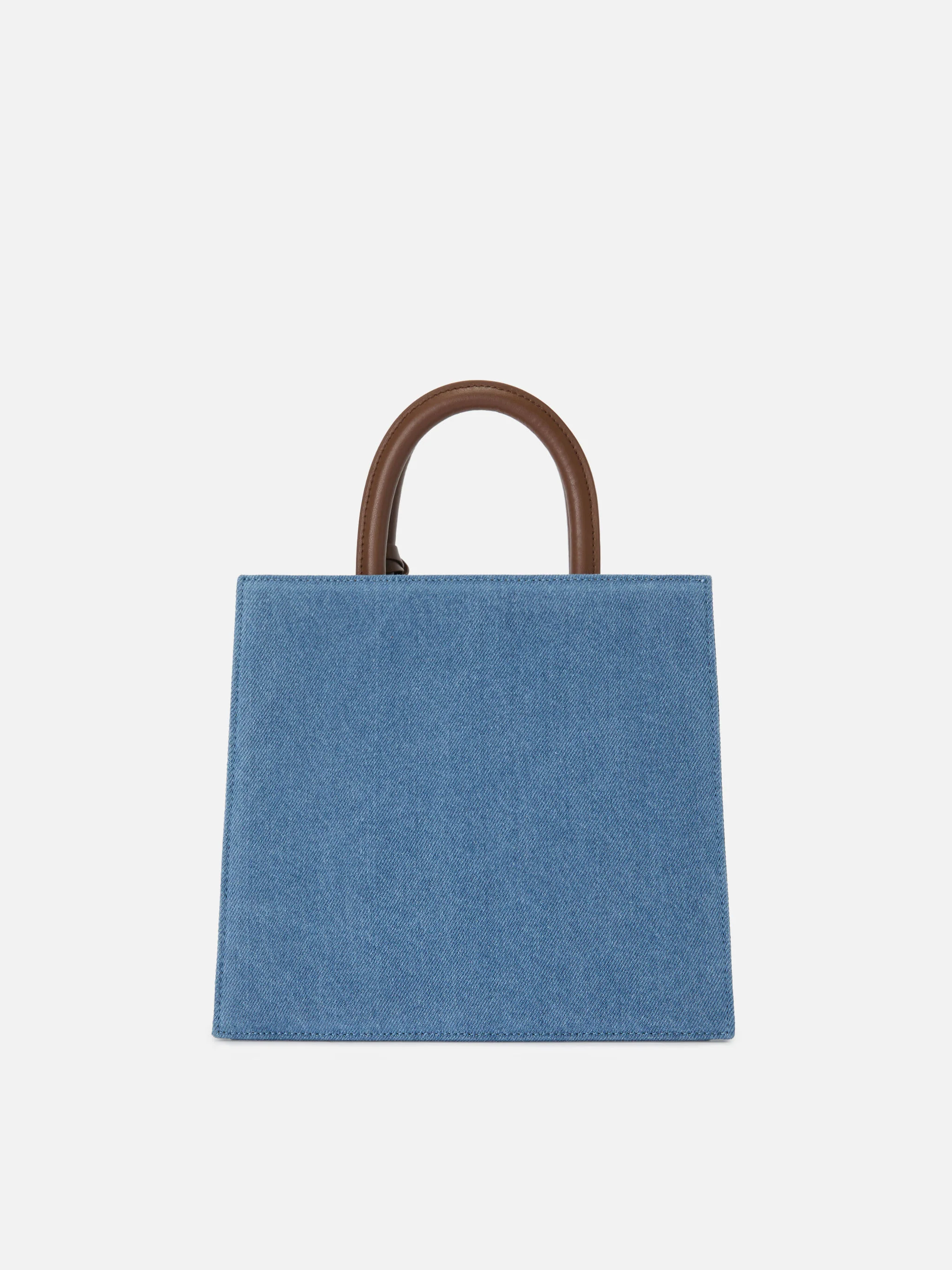 Structured Shop Midi bag in denim with leather details - Image 3