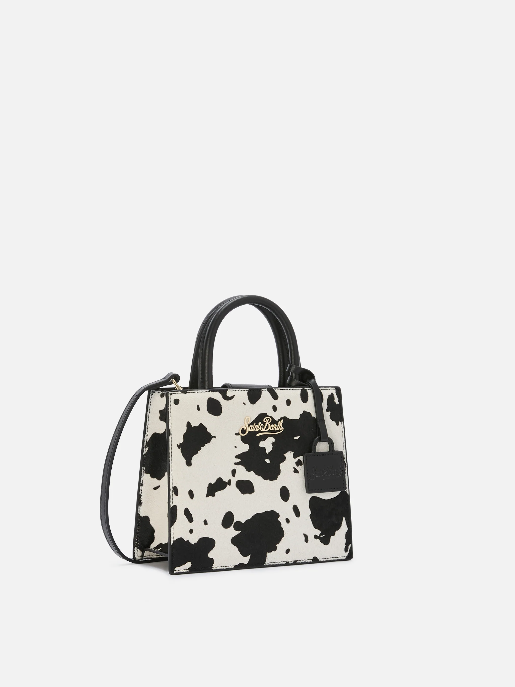 Structured Shop Mini bag in cow print pony hair - Image 2