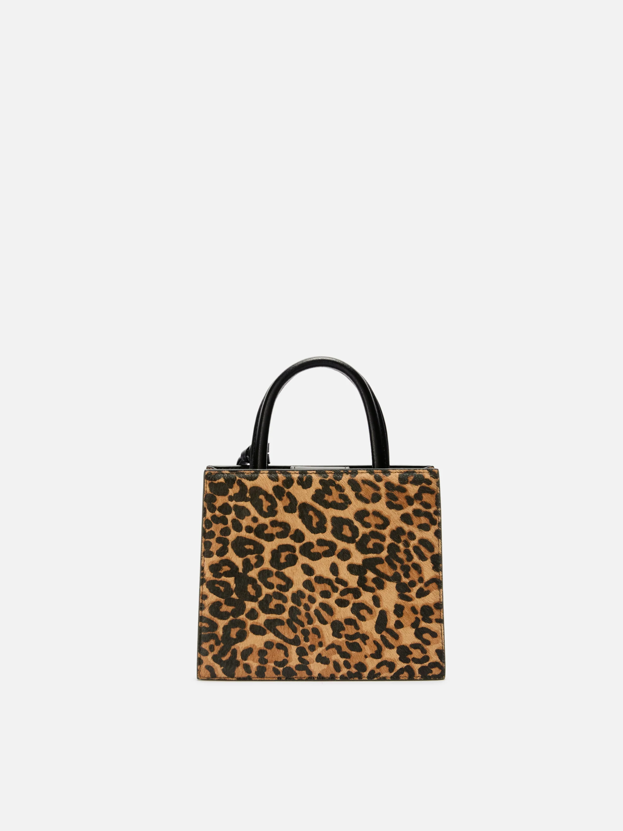 Structured Shop Mini bag in leopard pony hair with metal tag - Image 4