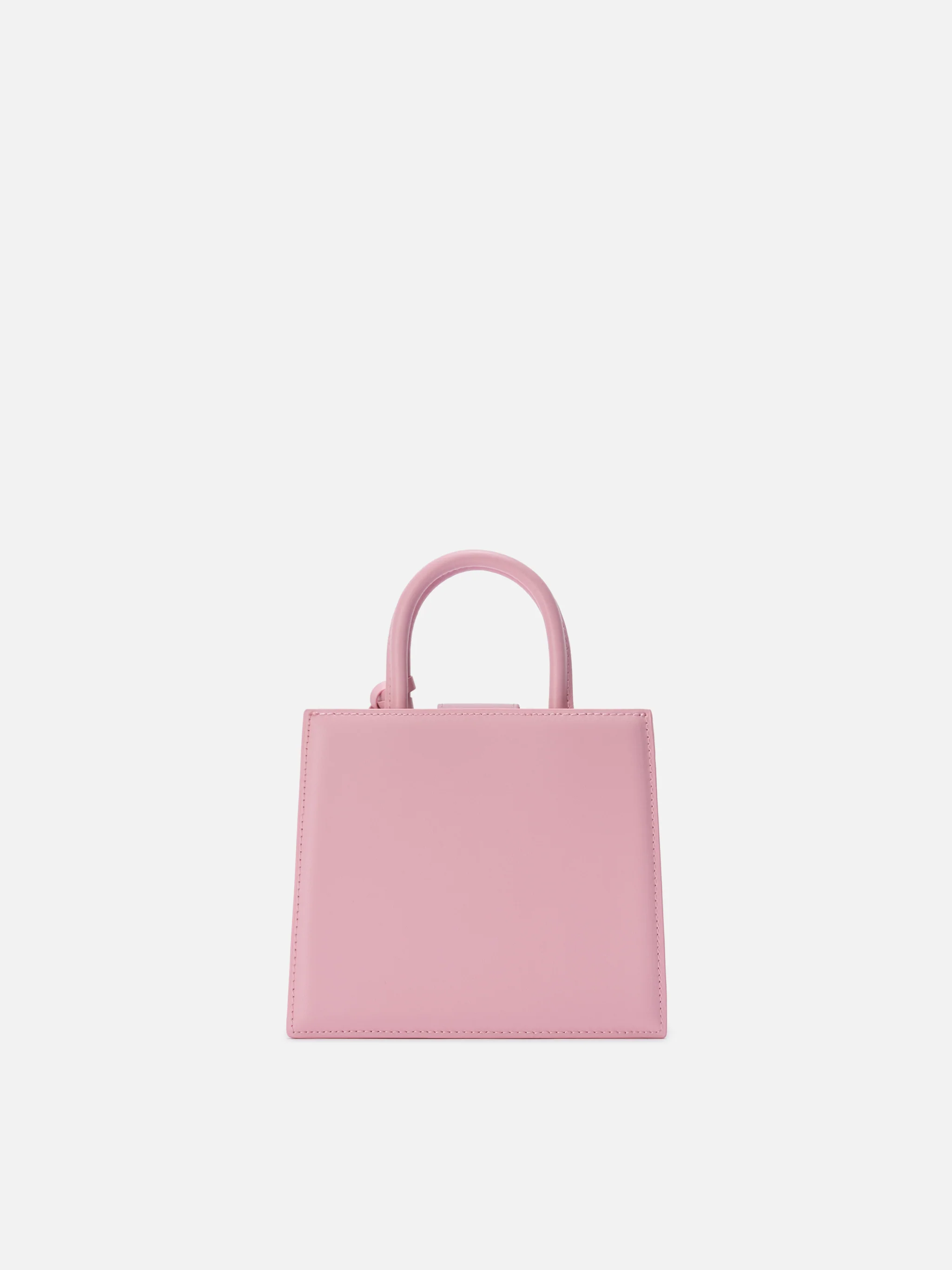 Structured Shop mini bag in pink smooth leather with metal tag - Image 4