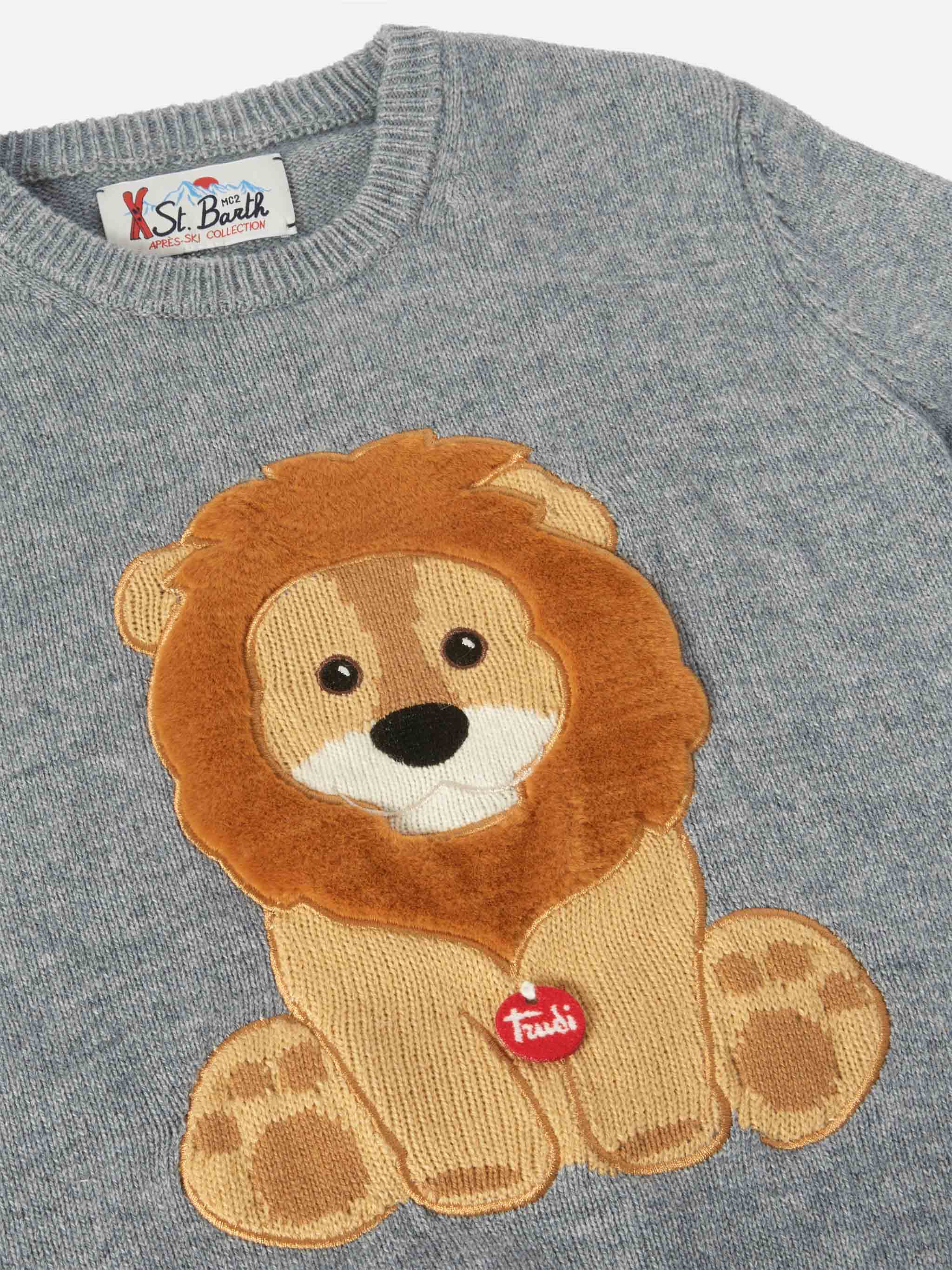 Crewneck Douglas in cashmere blend with Leone Trudi patch | TRUDI SPECIAL EDITION - Image 2