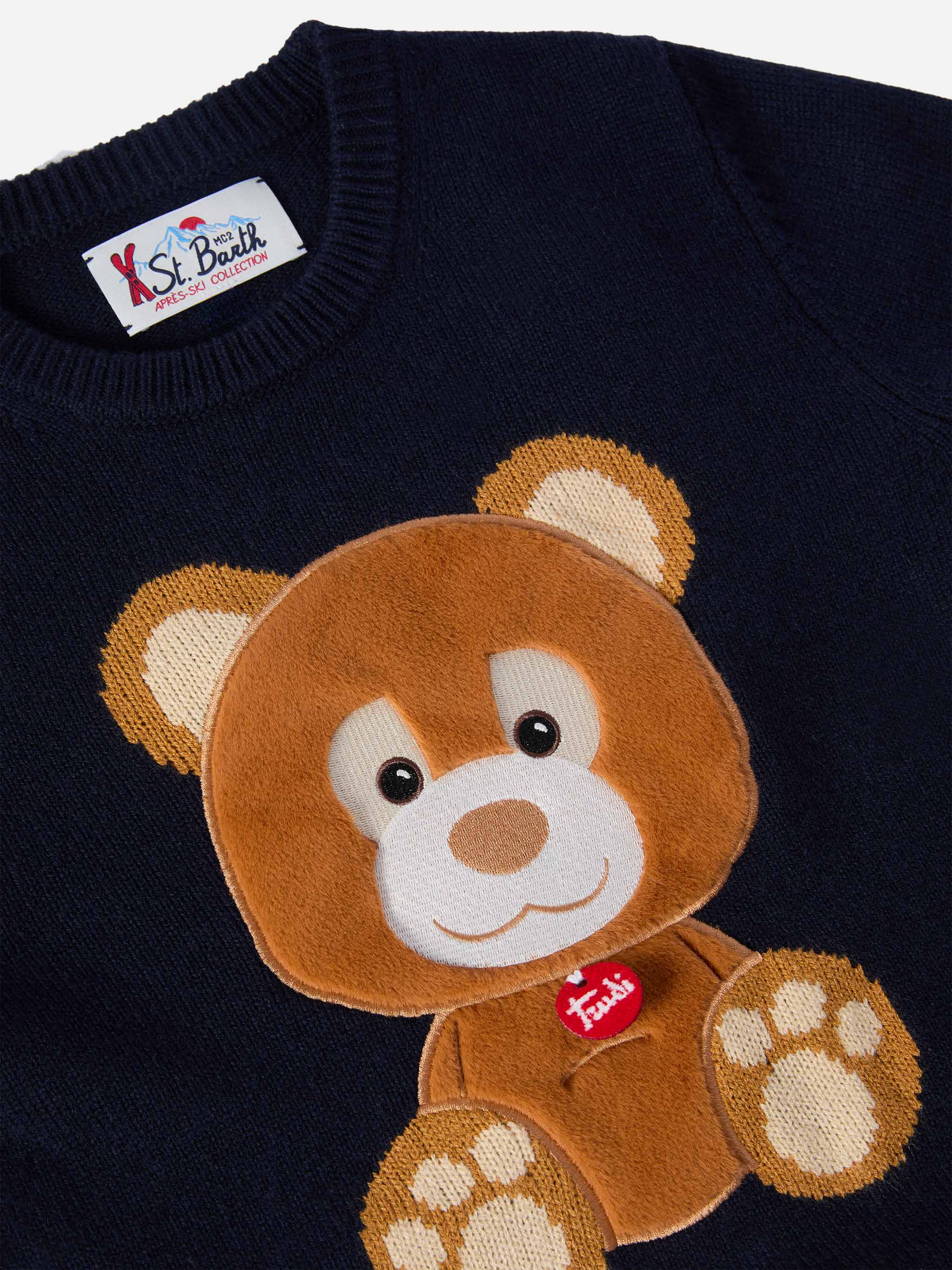 Crewneck Douglas in cashmere blend with Orso Trudi patch | TRUDI SPECIAL EDITION - Image 2