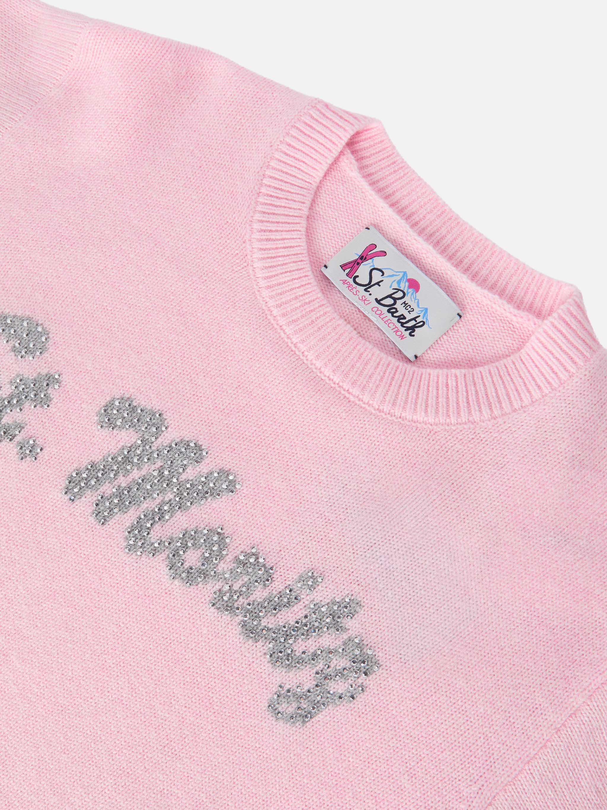Sweater Louise Jr in cashmere blend with St. Moritz graphic in rhinestones | ST. MORITZ TOP OF THE WORLD - Image 2