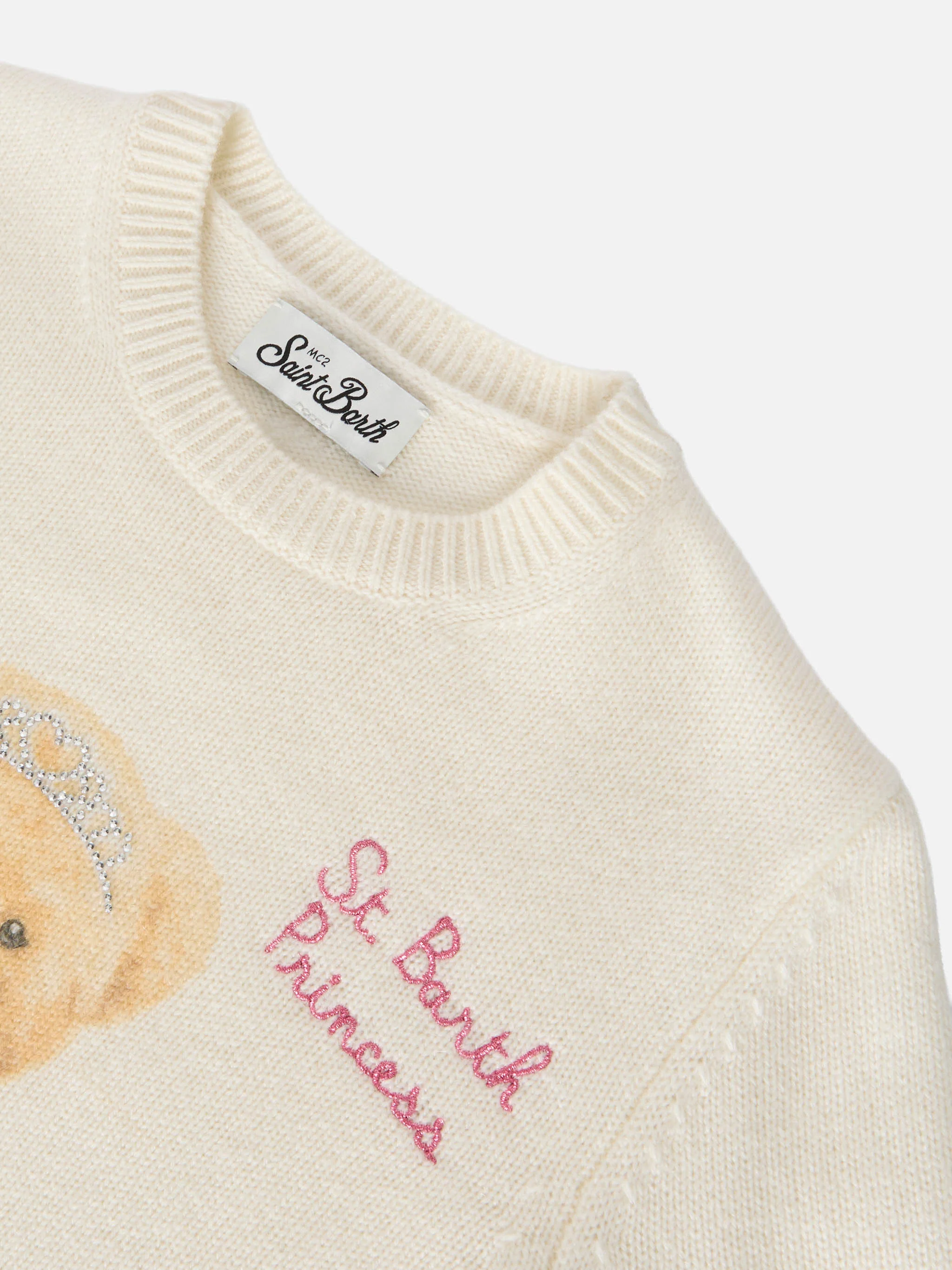 Sweater Princess in cashmere blend with teddy bear print and embroidery - Image 3