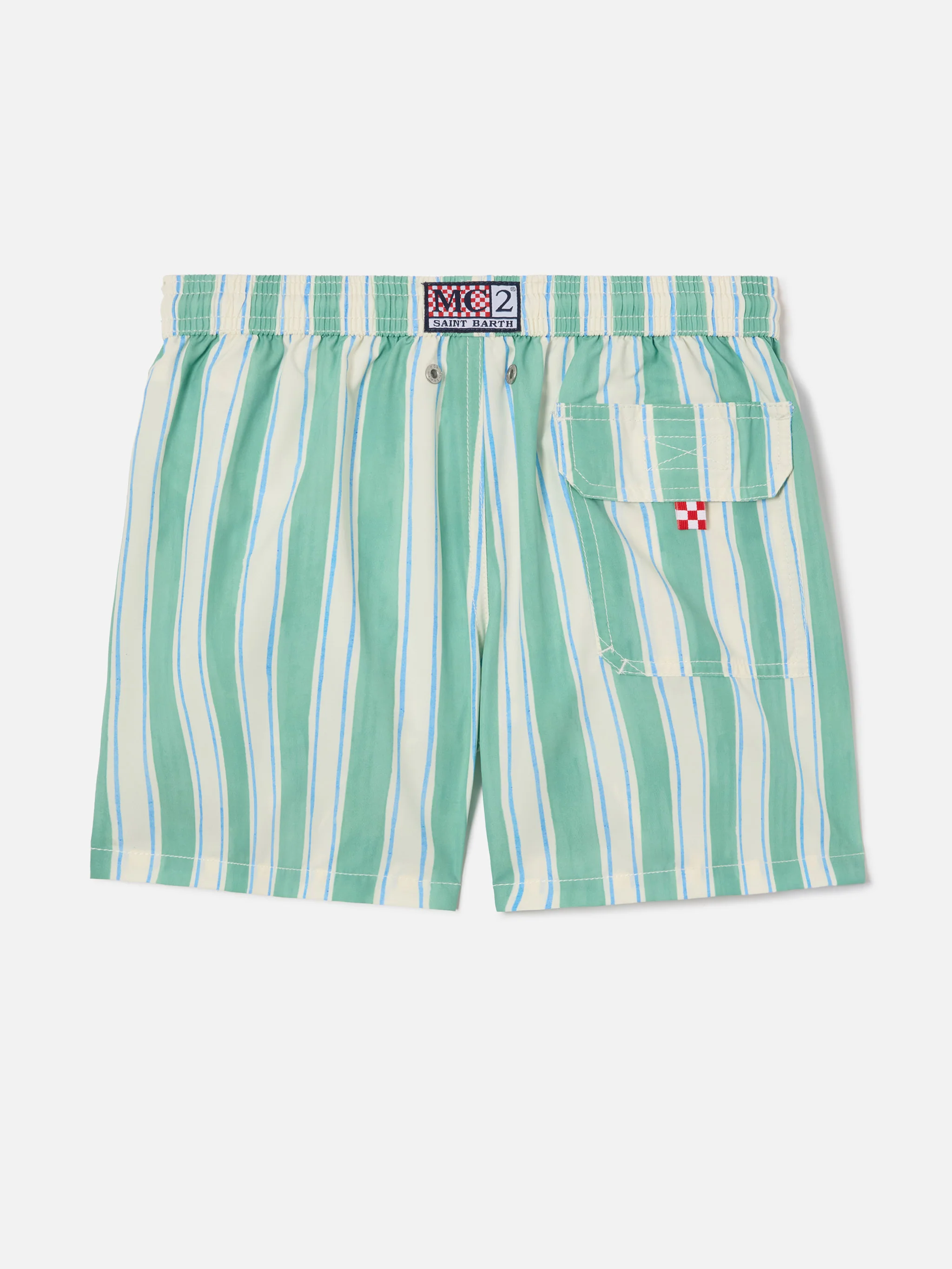 Syros Jr swim shorts striped with St. Barth embroidery - Image 2