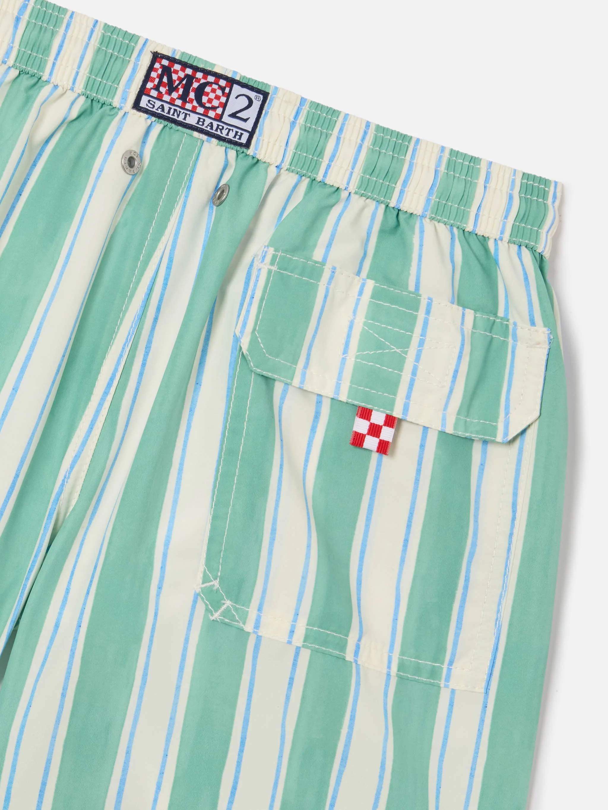 Syros Jr swim shorts striped with St. Barth embroidery - Image 3