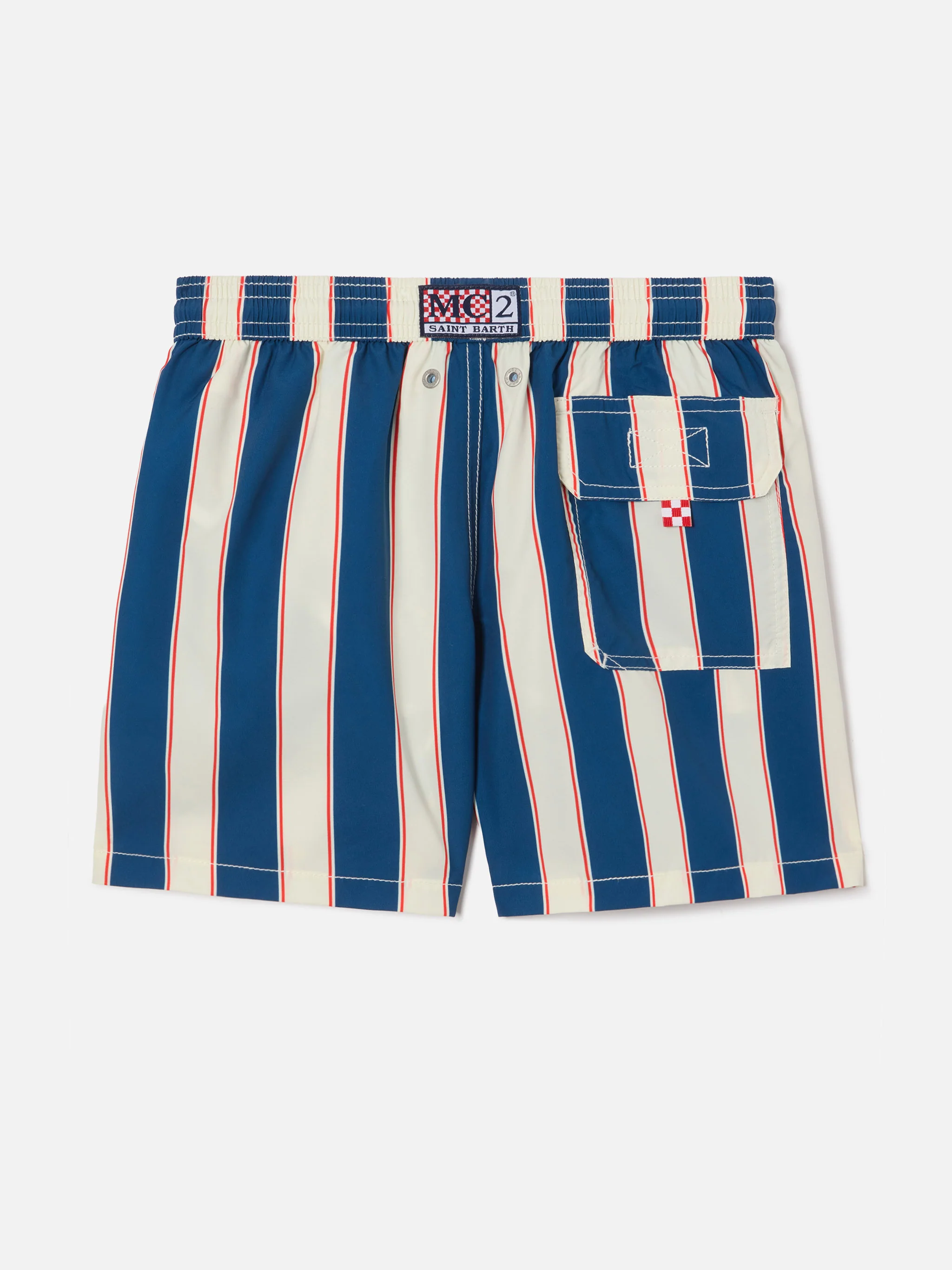 Syros Jr swim shorts striped with St. Barth embroidery - Image 2