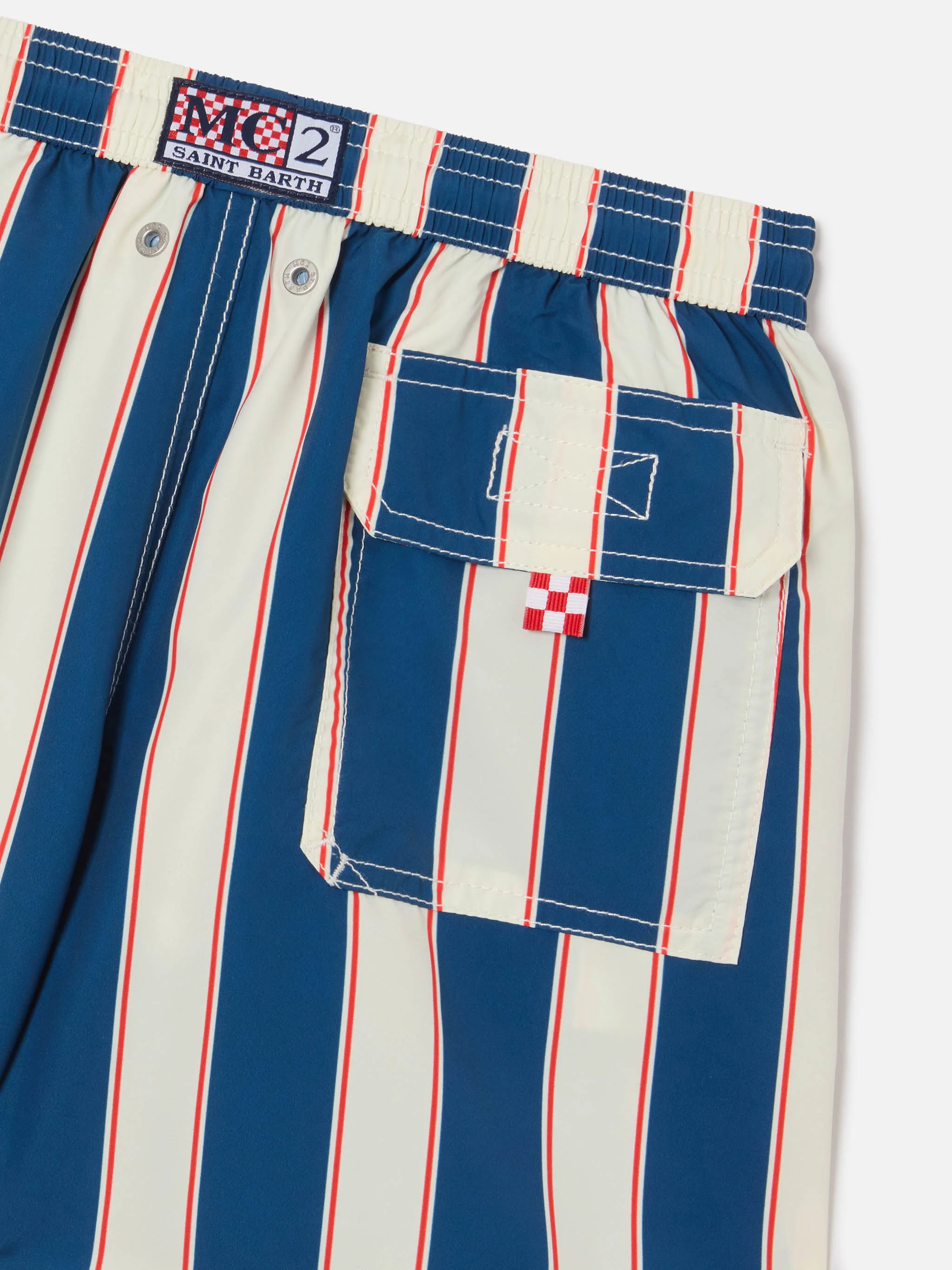 Syros Jr swim shorts striped with St. Barth embroidery - Image 3