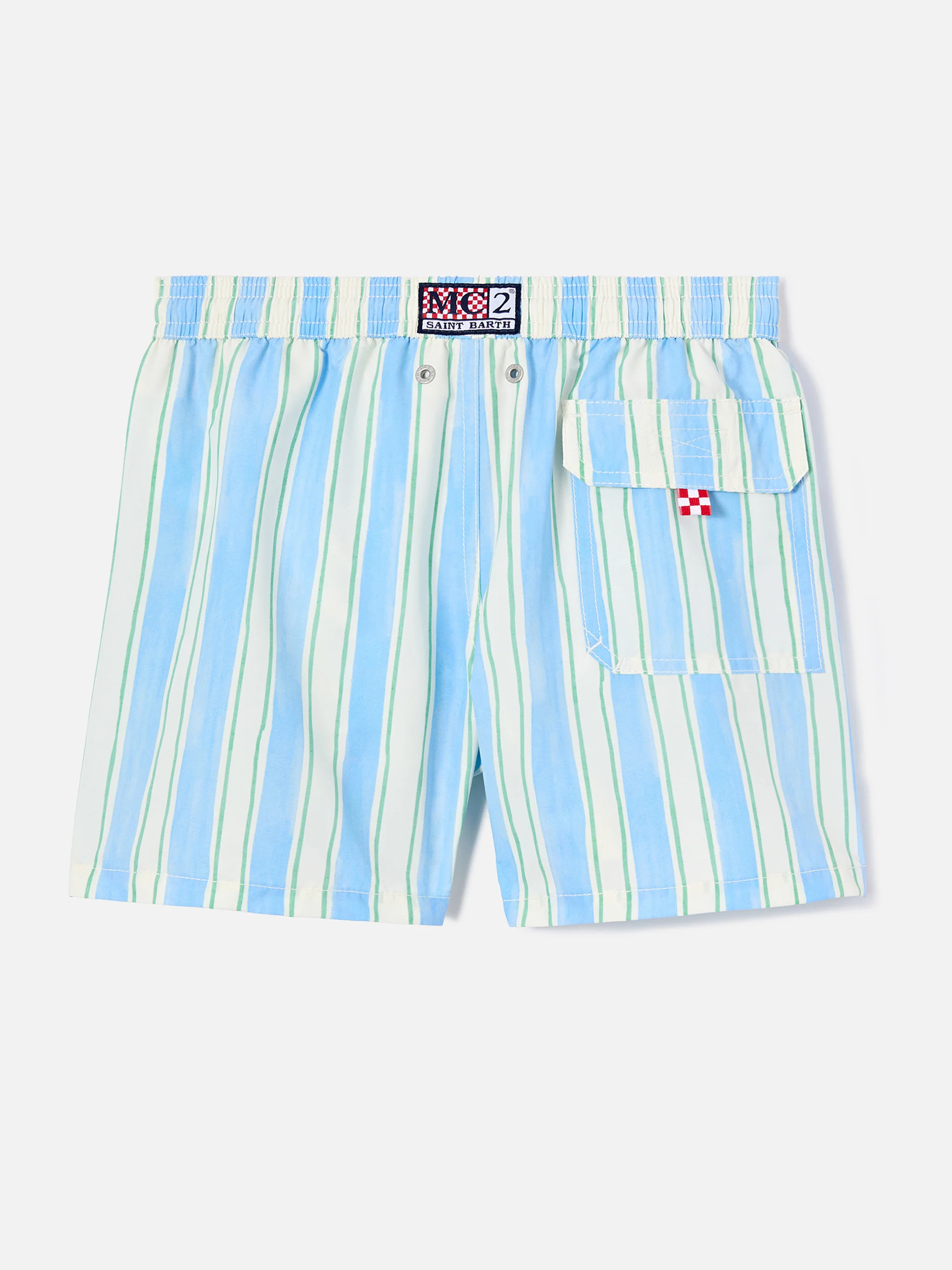 Syros Jr swim shorts striped with St. Barth embroidery - Image 2