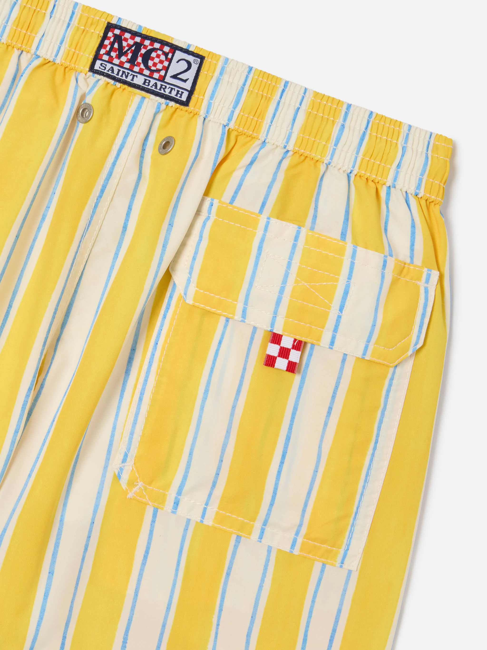 Syros Jr swim shorts striped with St. Barth embroidery - Image 3
