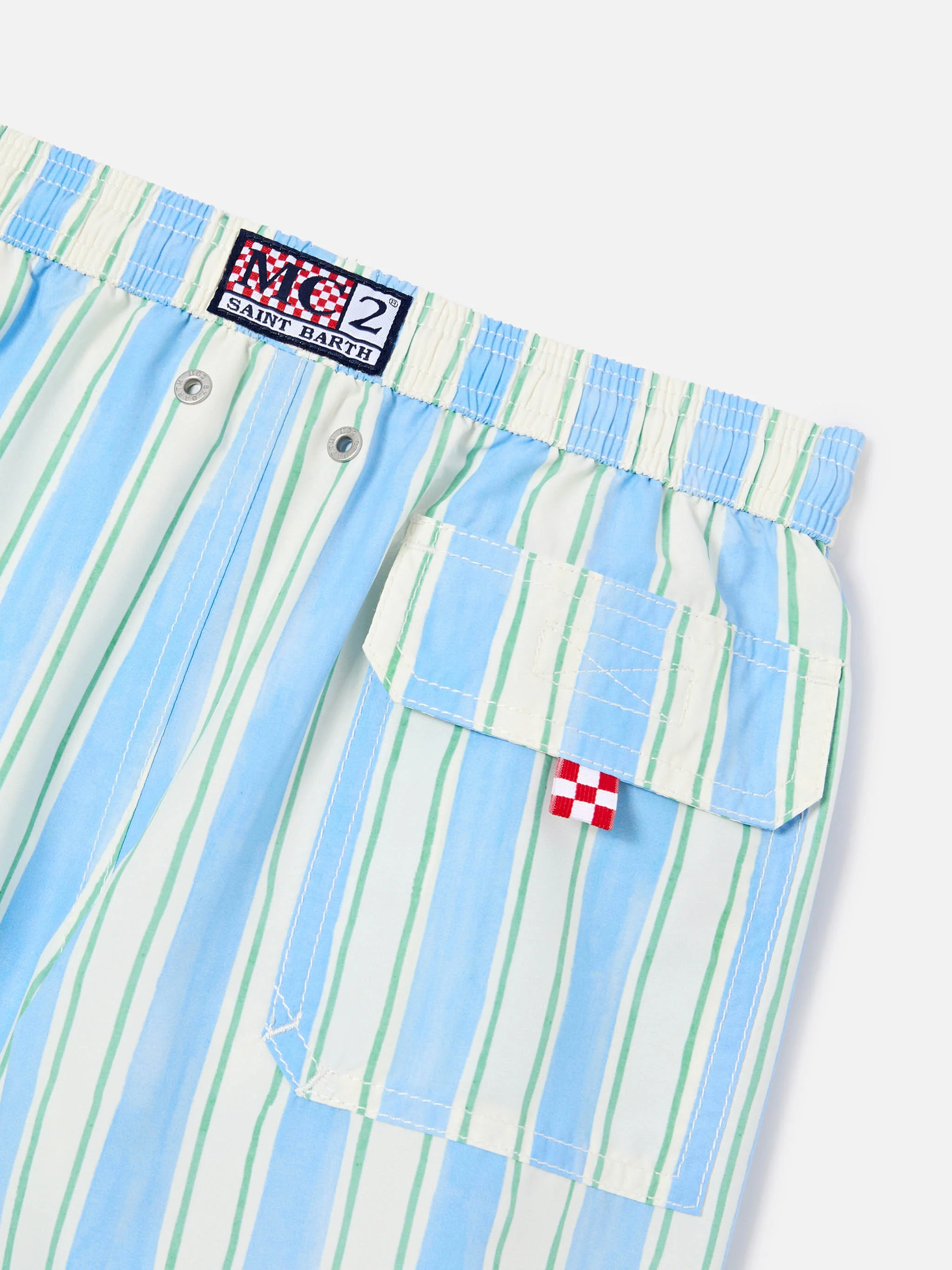 Syros Jr swim shorts striped with St. Barth embroidery - Image 3
