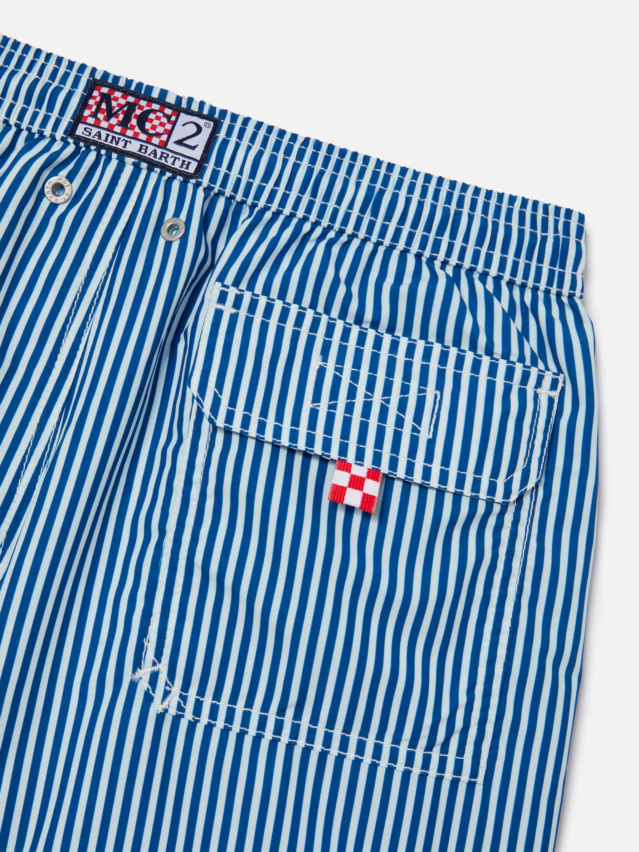 Syros Jr swim shorts thin striped with St. Barth embroidery - Image 3