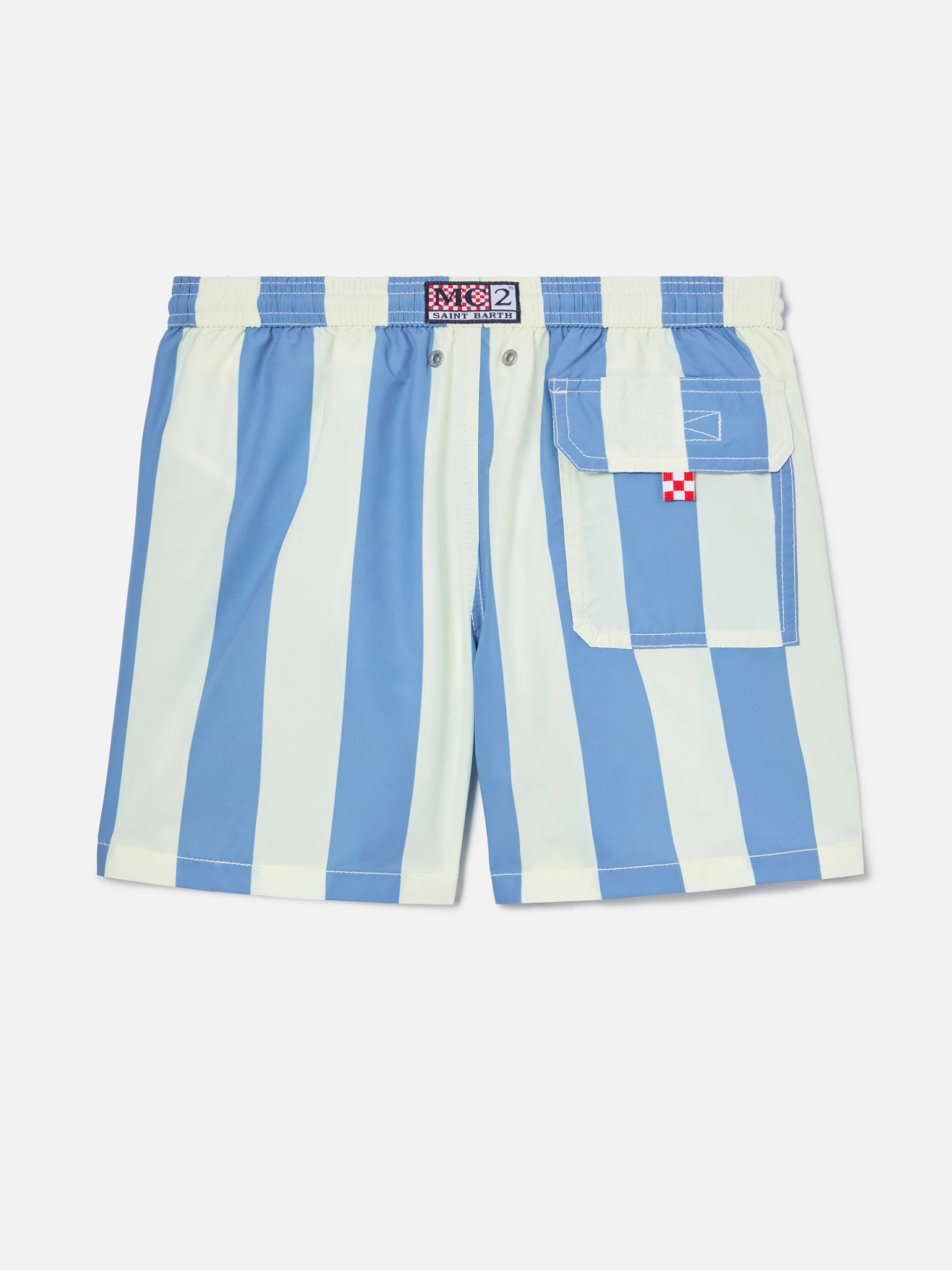 Syros Jr swim shorts wide striped with St. Barth embroidery - Image 2