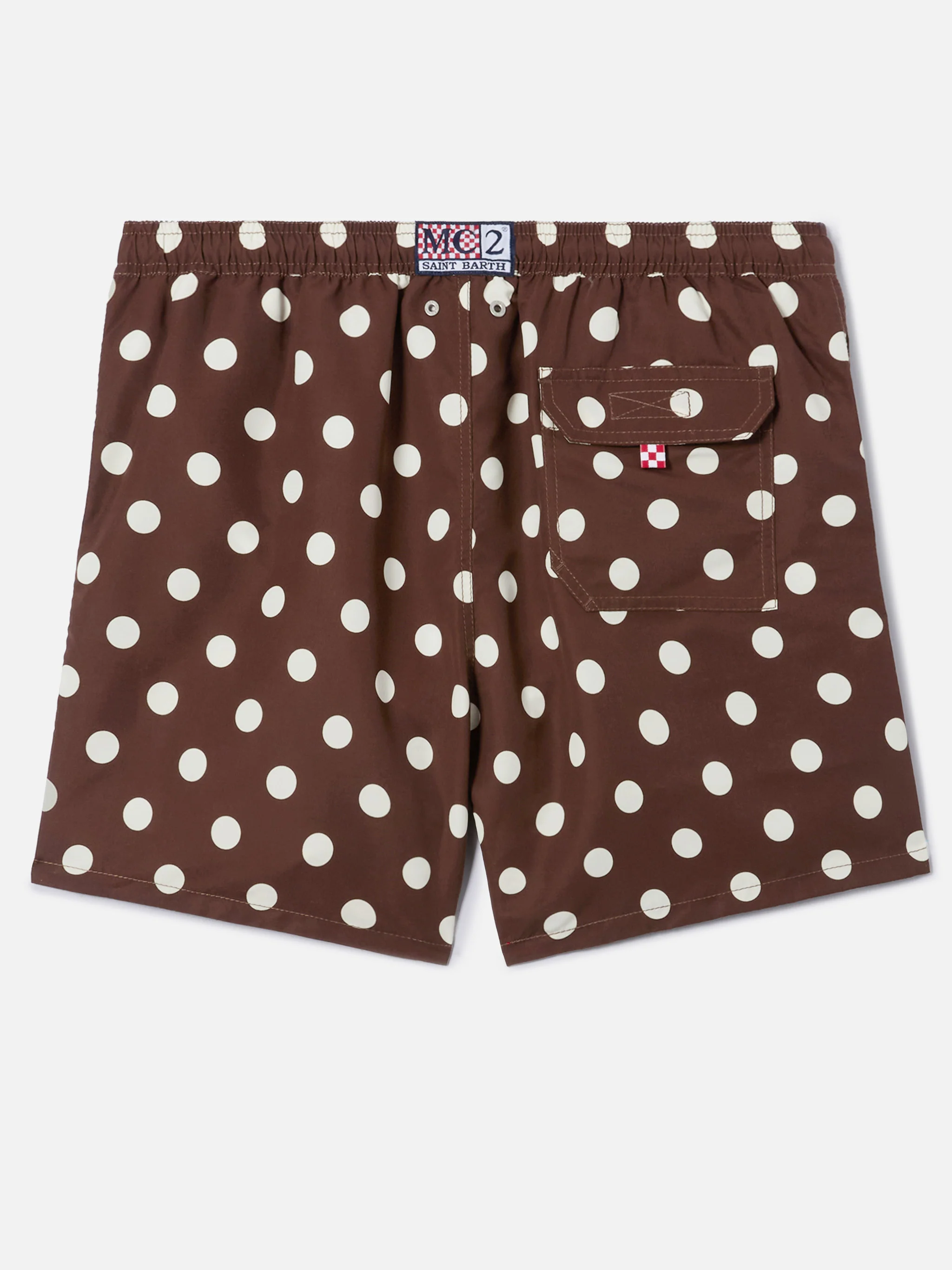 Syros swim shorts in brown with polka dot embroidery - Image 2