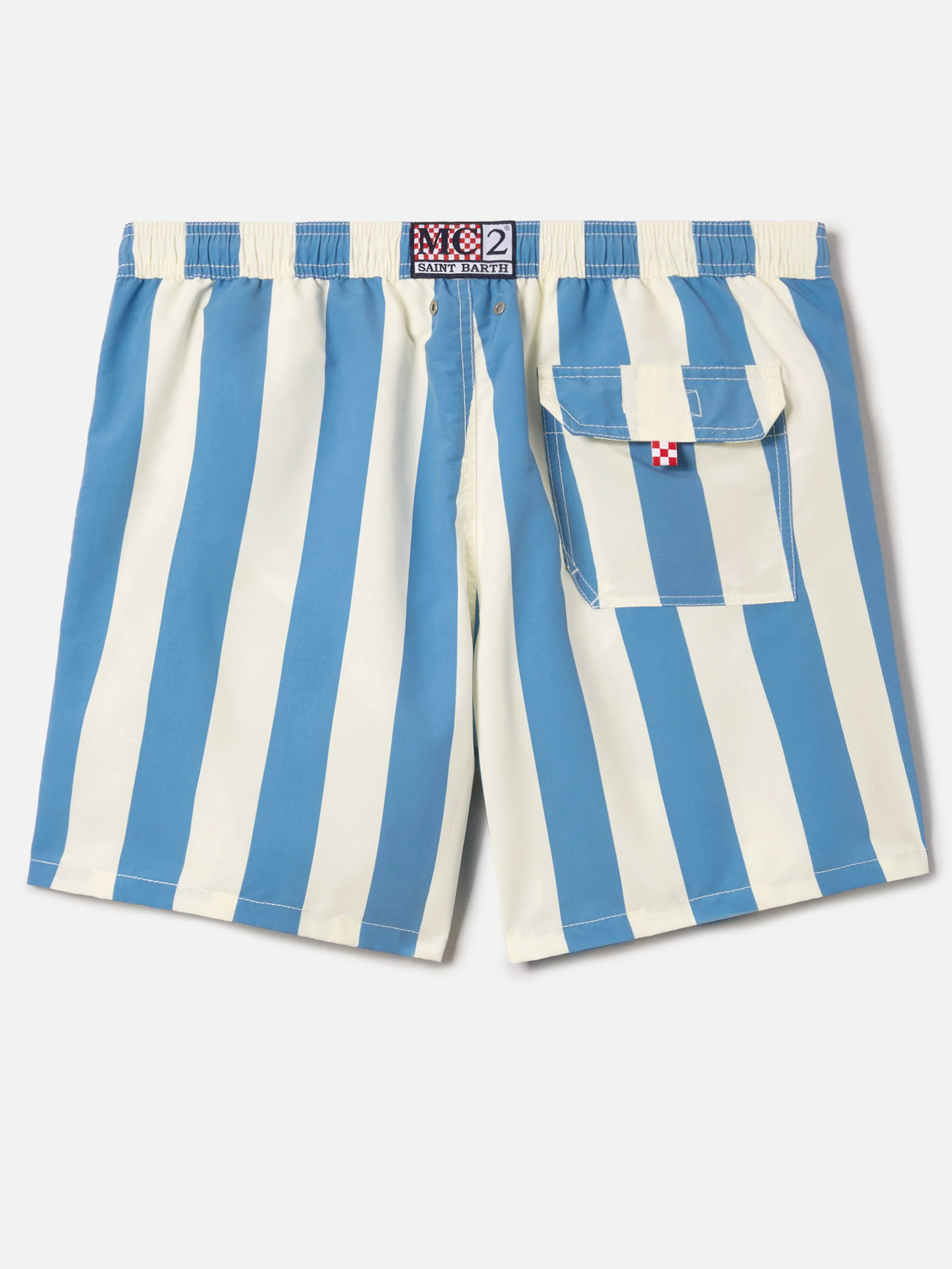 Syros swim shorts with white and light blue stripes - Image 2