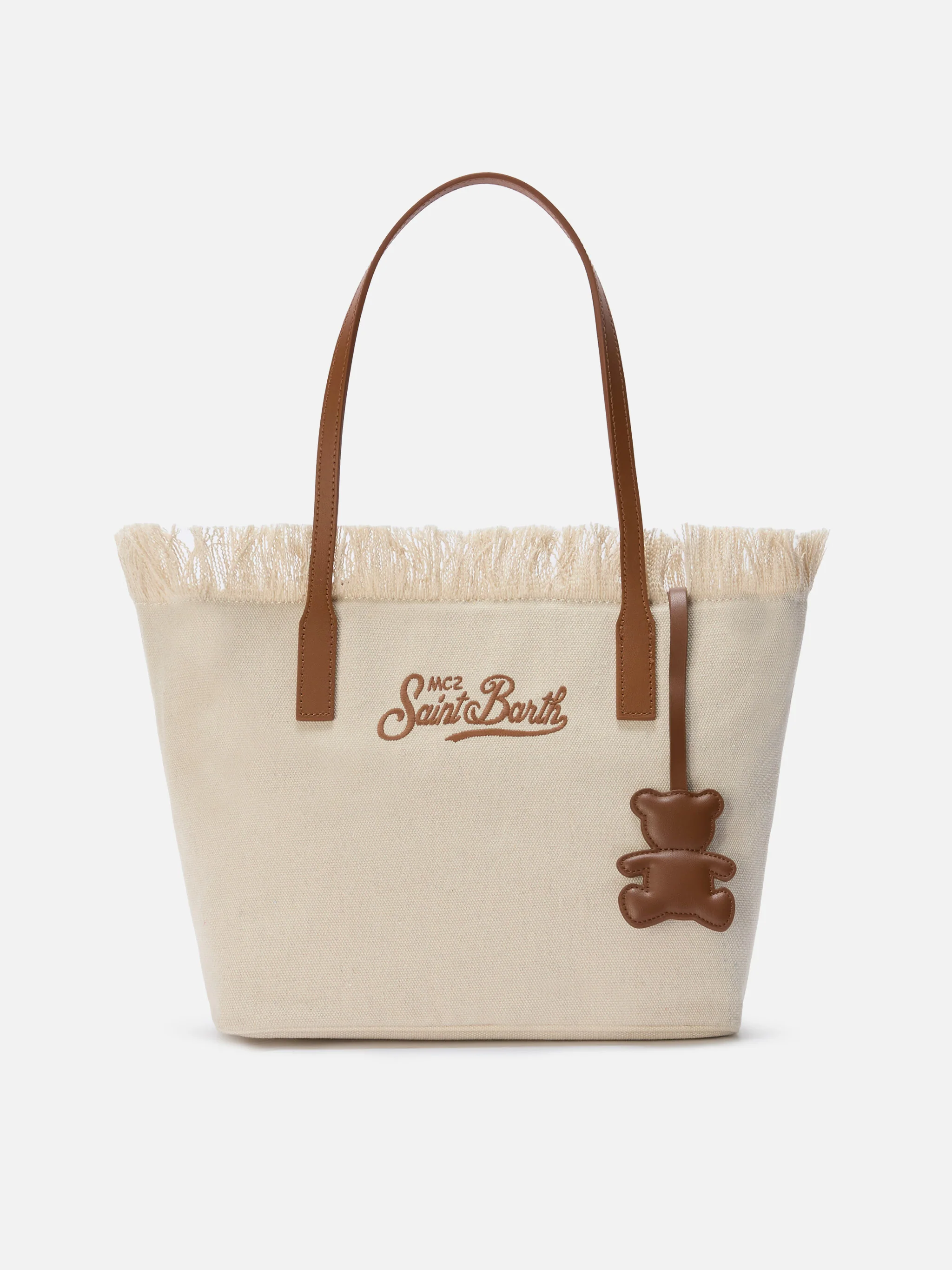 Teddy bear-shaped smooth leather bag charm with logo tag - Image 2