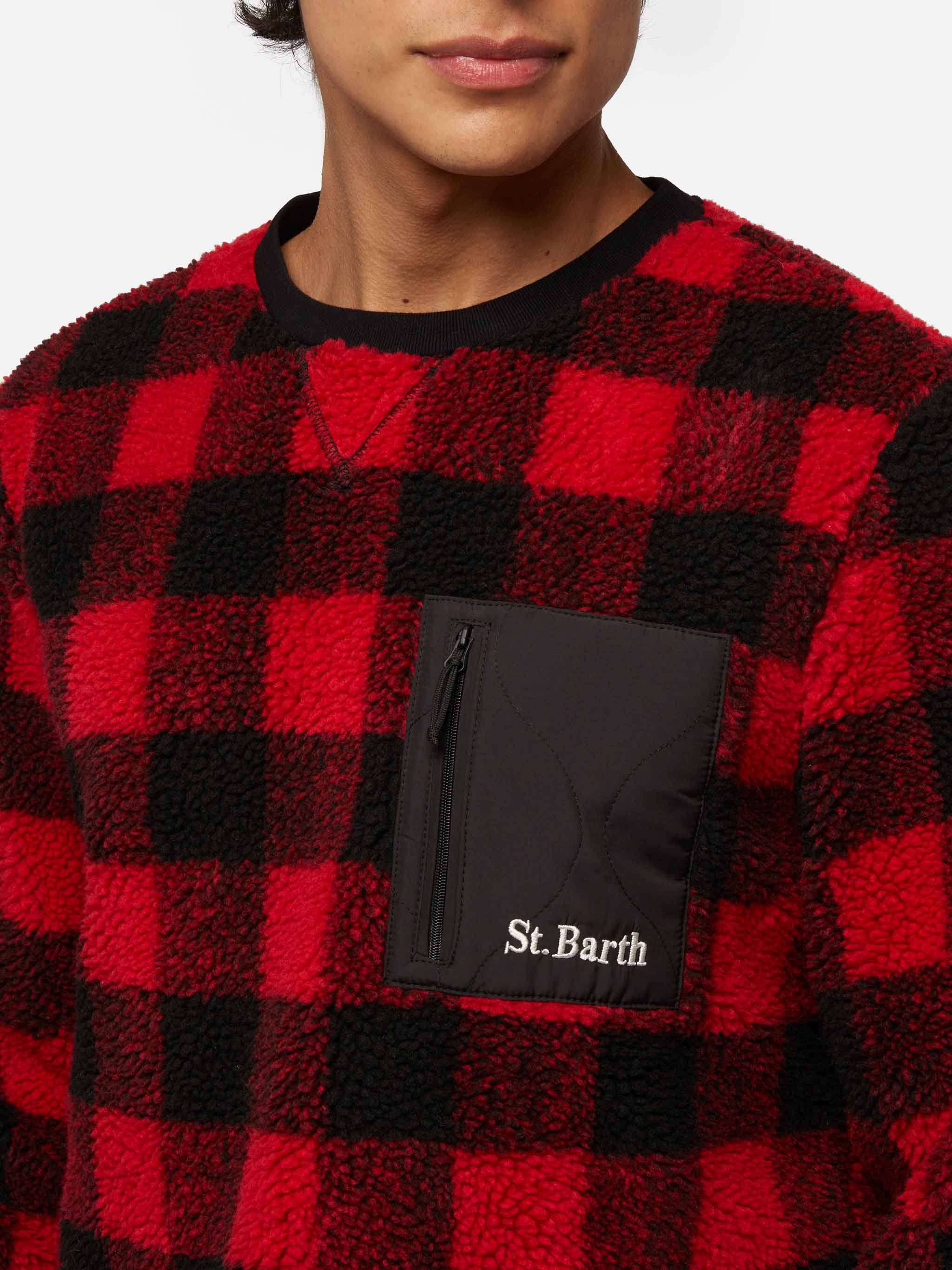 Teddy-fleece sweatshirt Oak with check print - Image 2