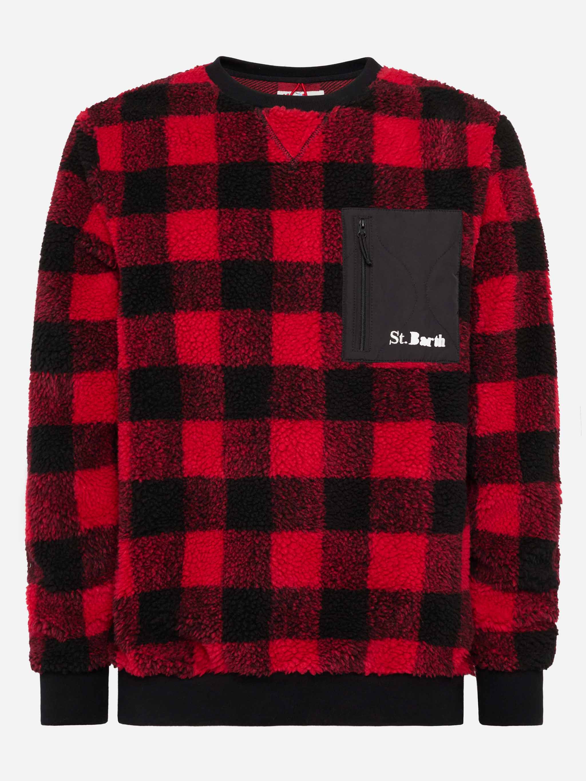 Teddy-fleece sweatshirt Oak with check print - Image 4