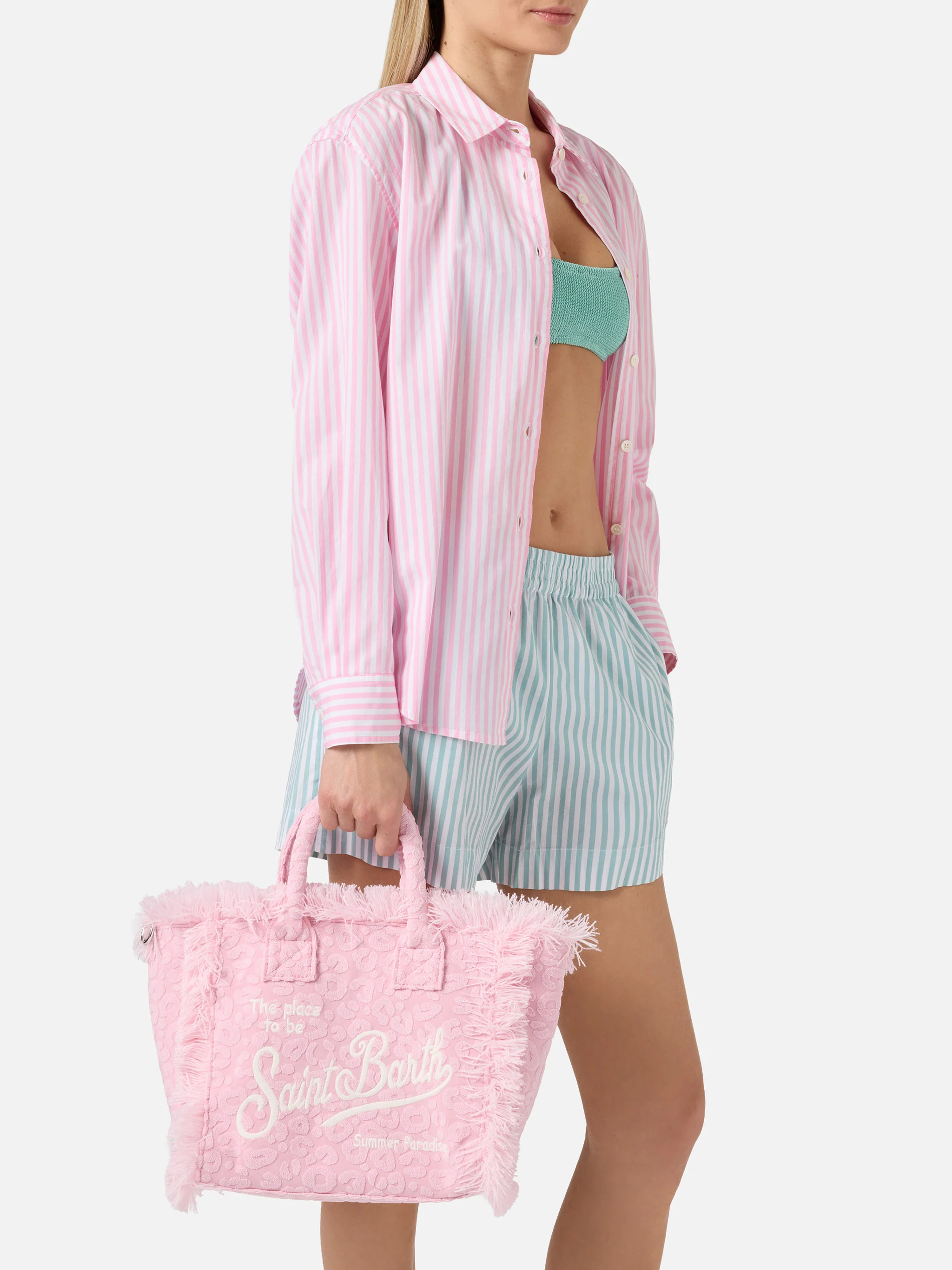 Terry effect Colette bag with raised leopard pattern - Image 2