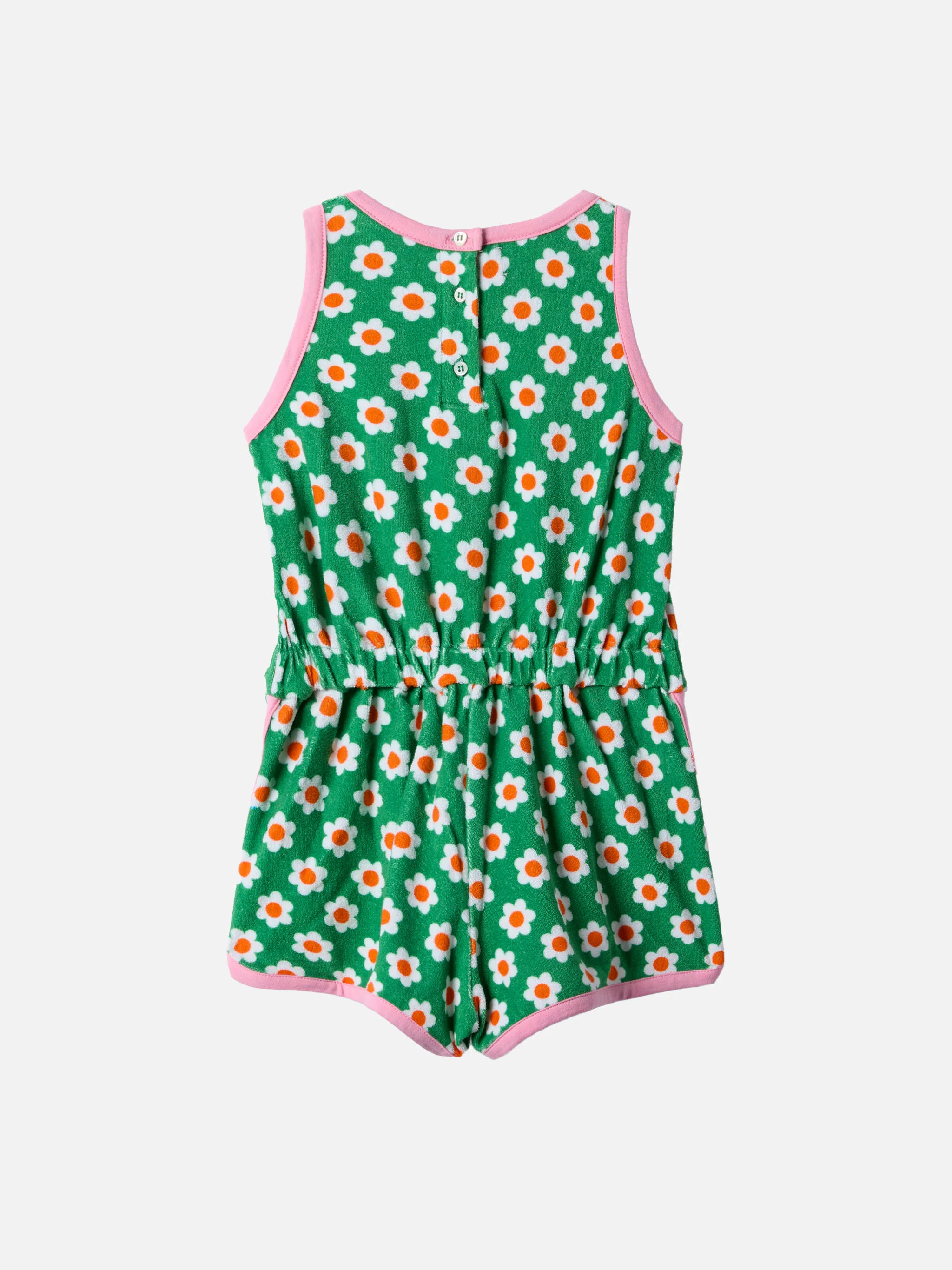 Terry romper suit with daisy print - Image 3