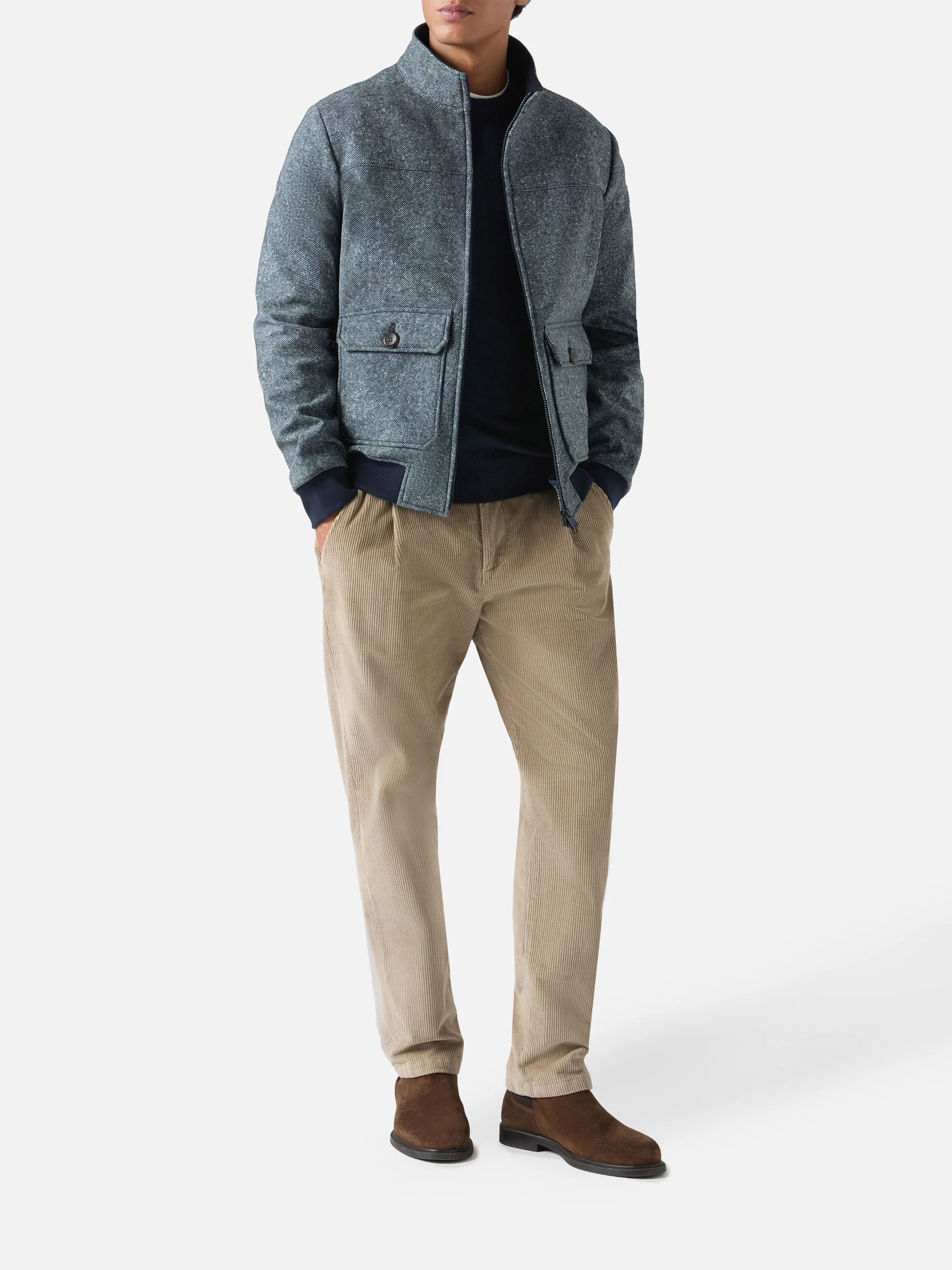 Thermo jacket Byron with melange blue wooly print - Image 2