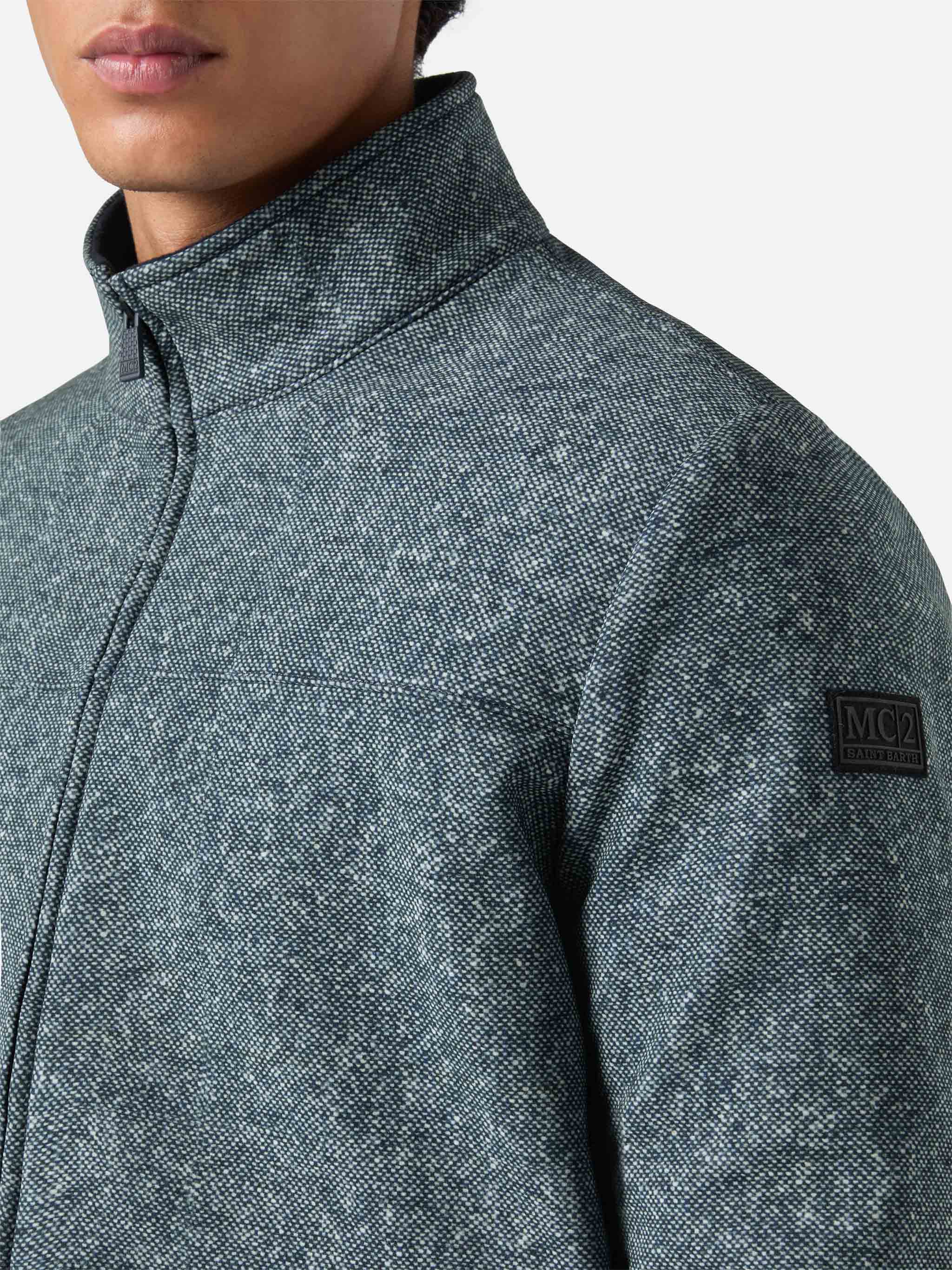 Thermo jacket Byron with melange blue wooly print - Image 3