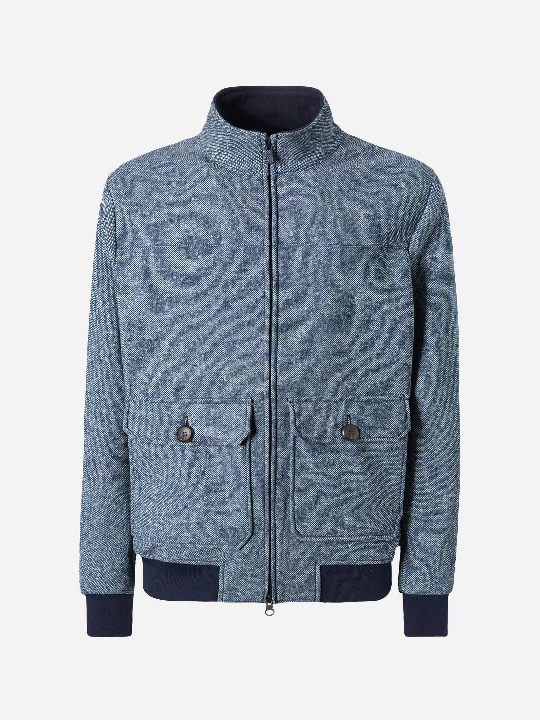 Thermo jacket Byron with melange blue wooly print - Image 6