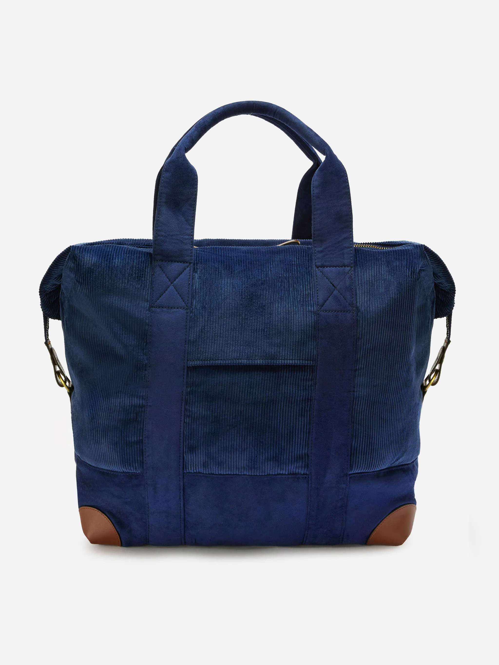 Travel Bag Corduroy Duffel in blue corduroy velvet and suede - Image 4