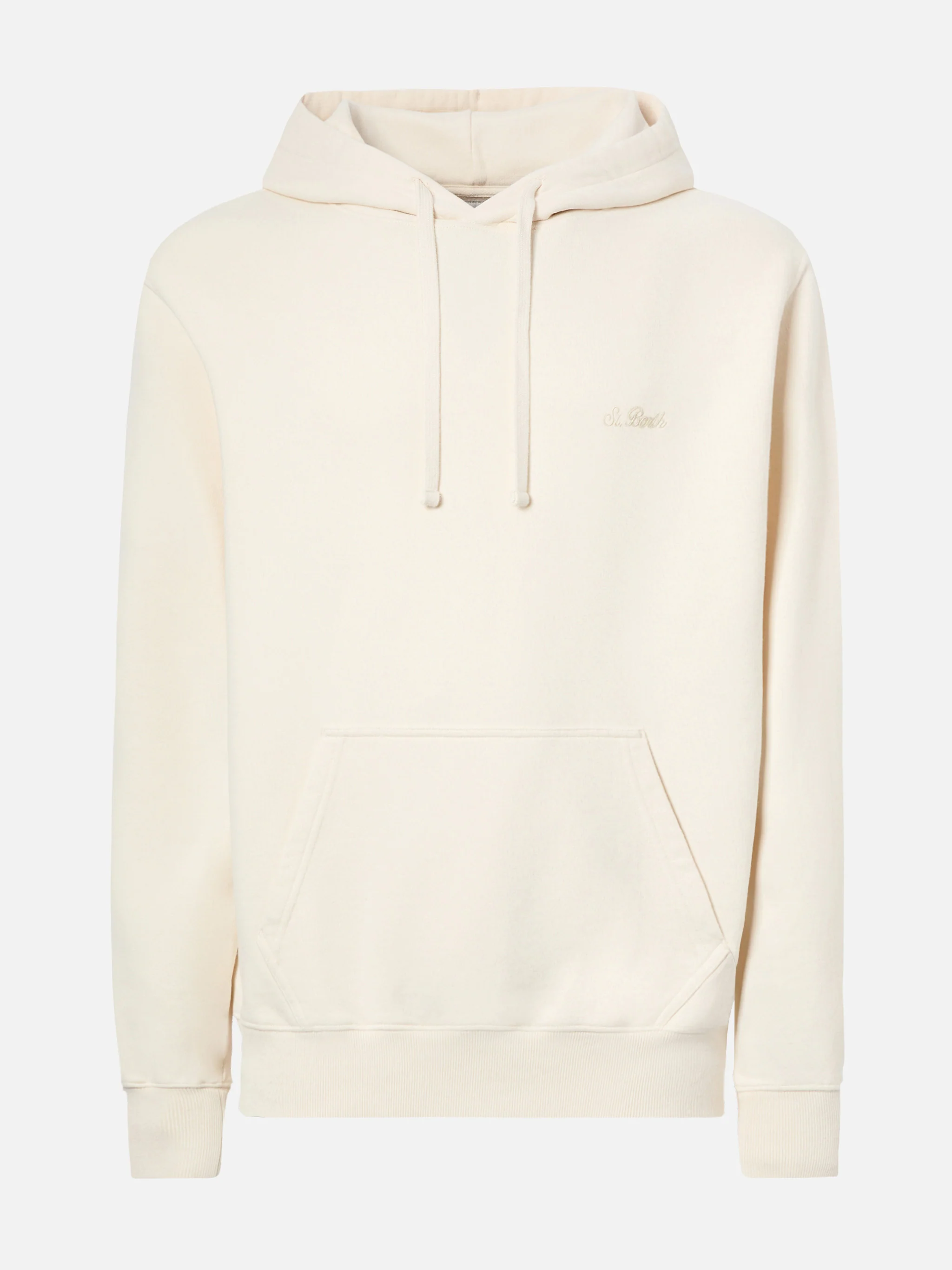 Tribeca cotton hoodie in cream with St. Barth embroidery - Image 4