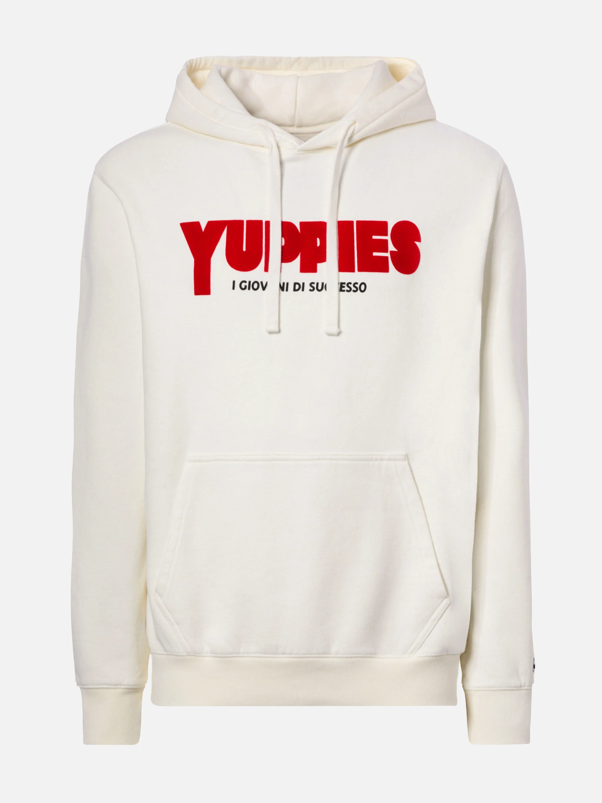 Tribeca cotton hoodie in white with Yuppies flock print | YUPPIES SPECIAL EDITION - Image 5