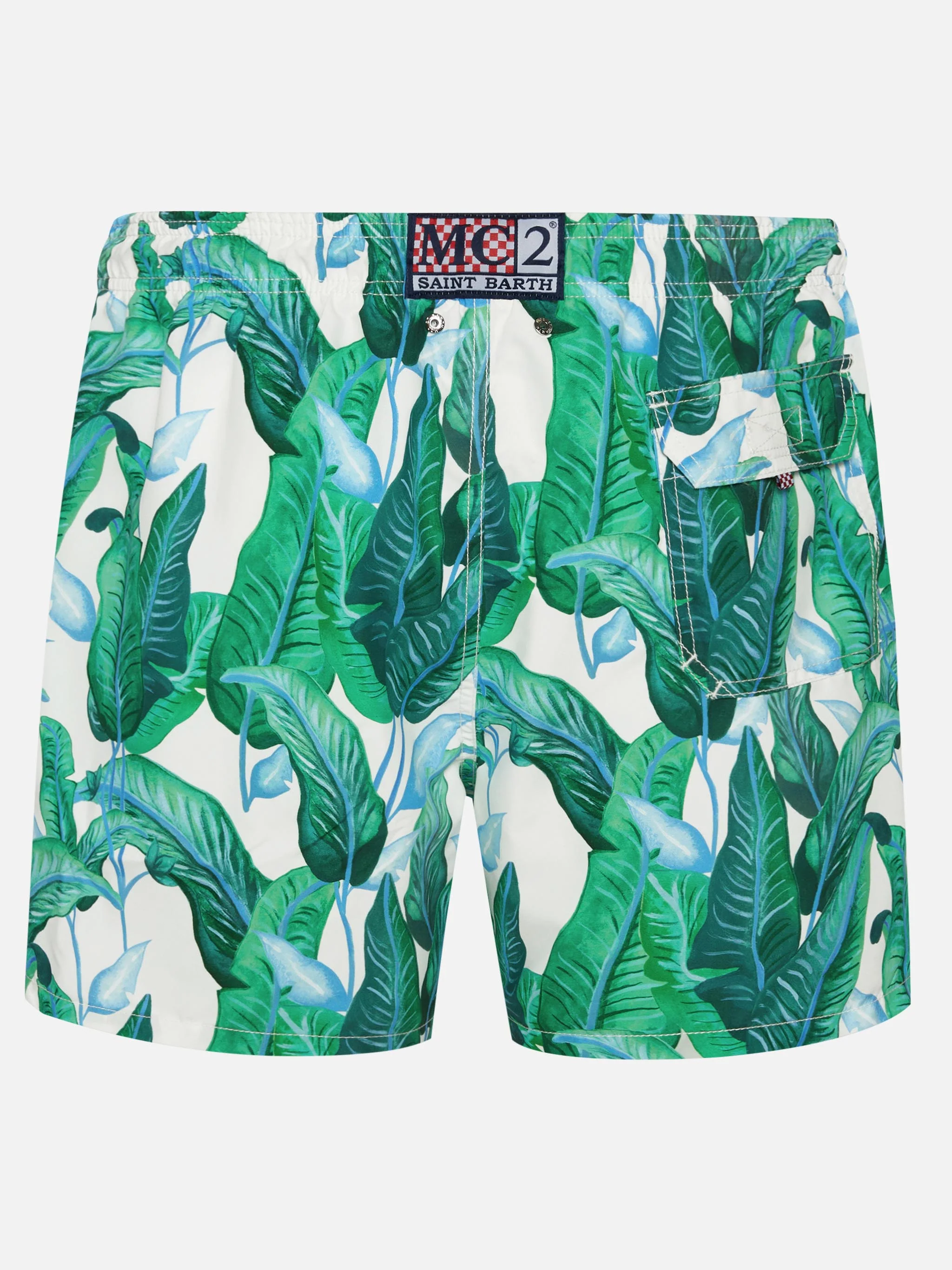 Tropical leaf print mid-length swim shorts - Image 2