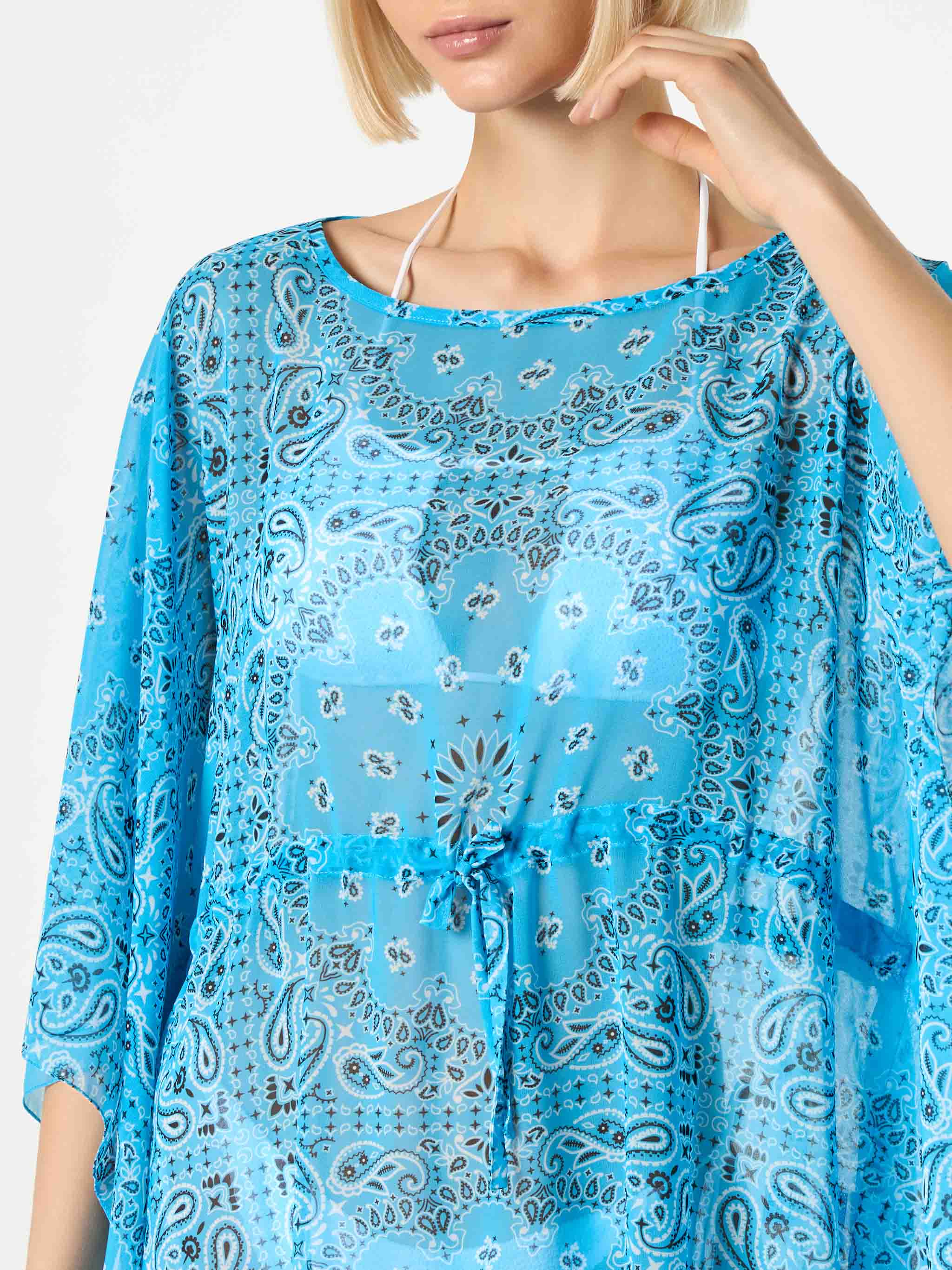 Turquoise bandanna print caftan - Image 2